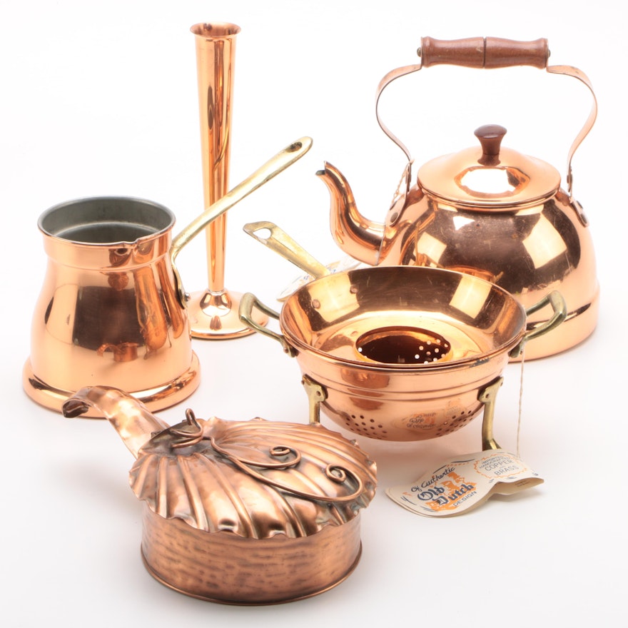 Copper Serveware including ODI Portuguese Tea Kettle