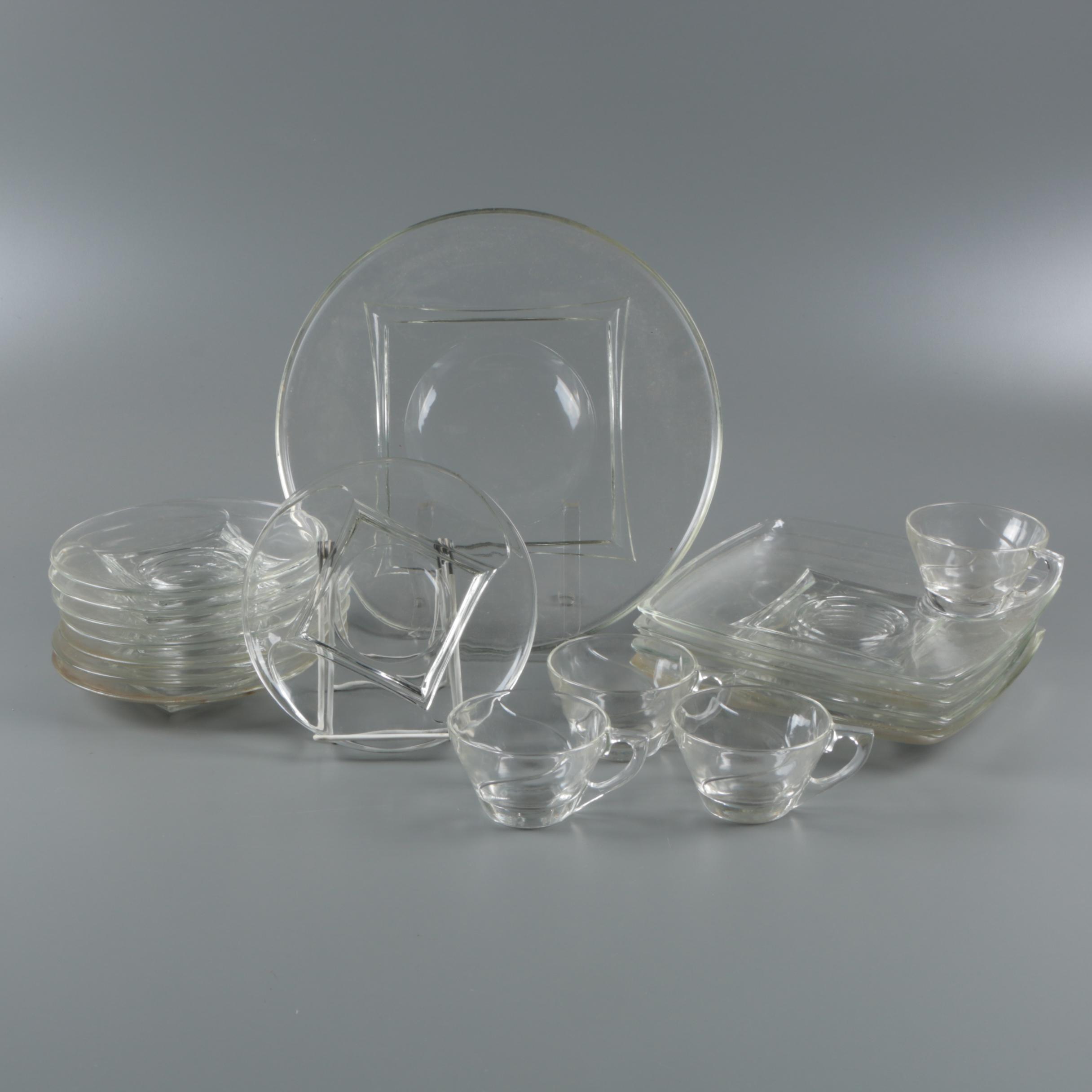 Mid Century Modern Style Clear Glass Dinnerware