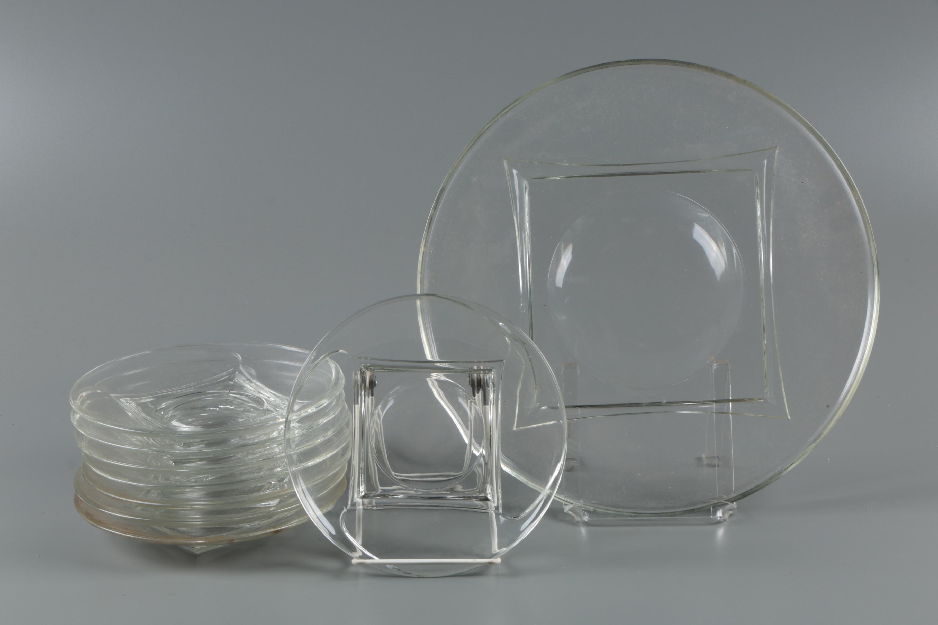 Mid Century Modern Style Clear Glass Dinnerware