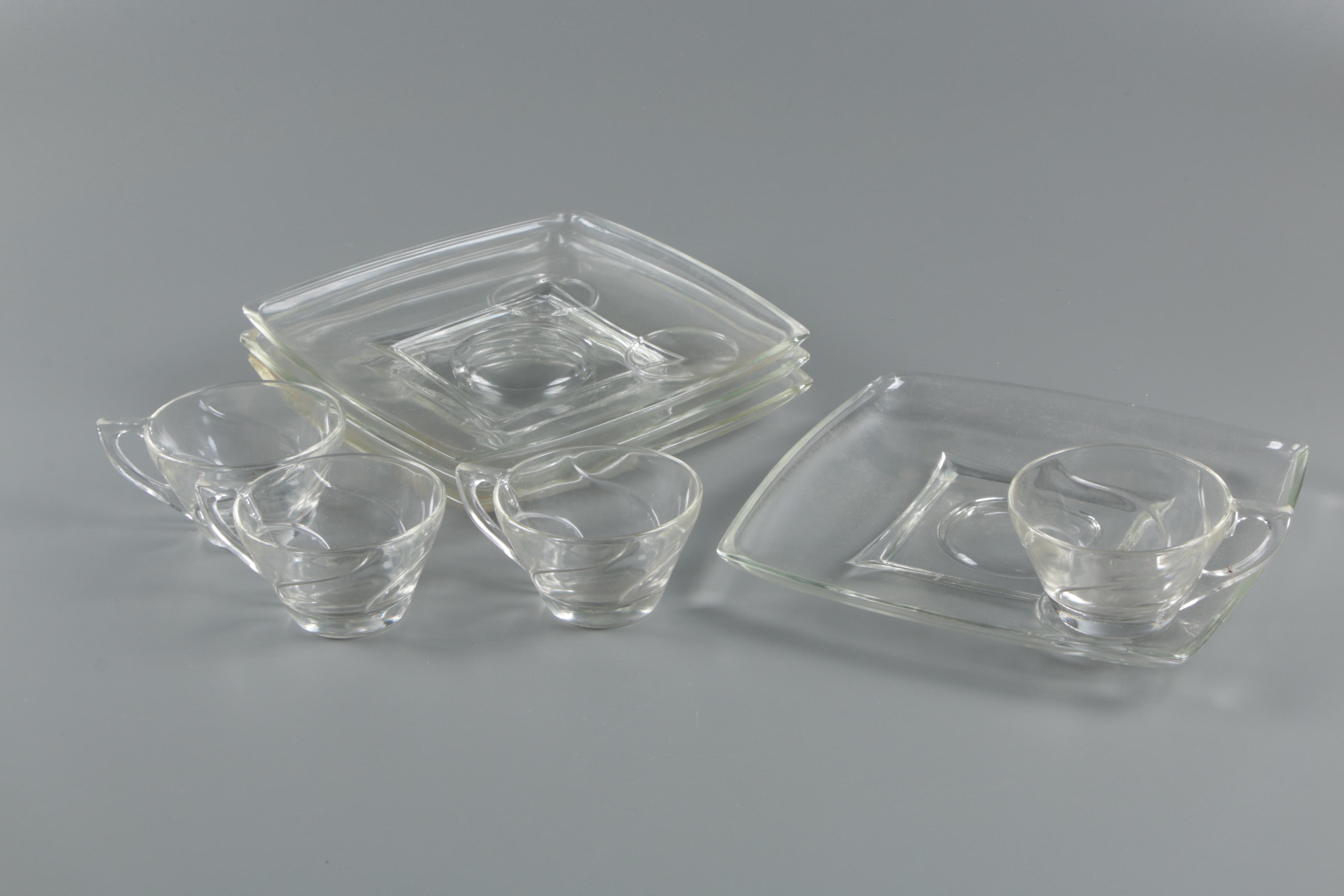 Mid Century Modern Style Clear Glass Dinnerware