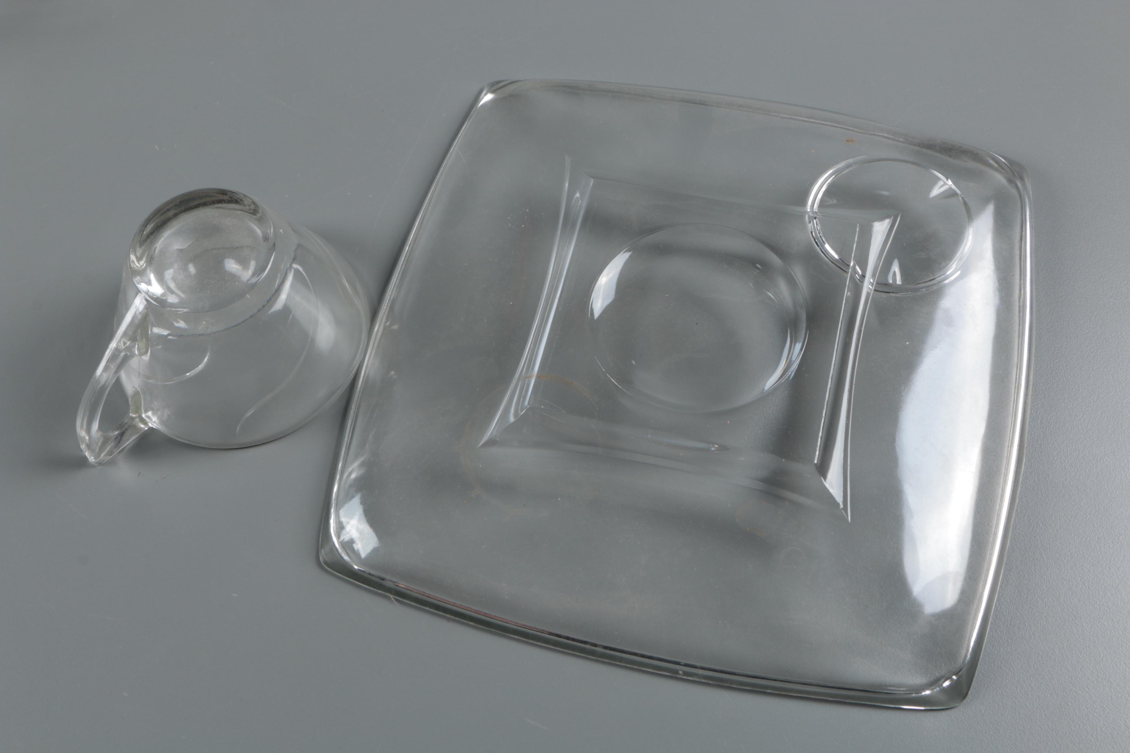 Mid Century Modern Style Clear Glass Dinnerware