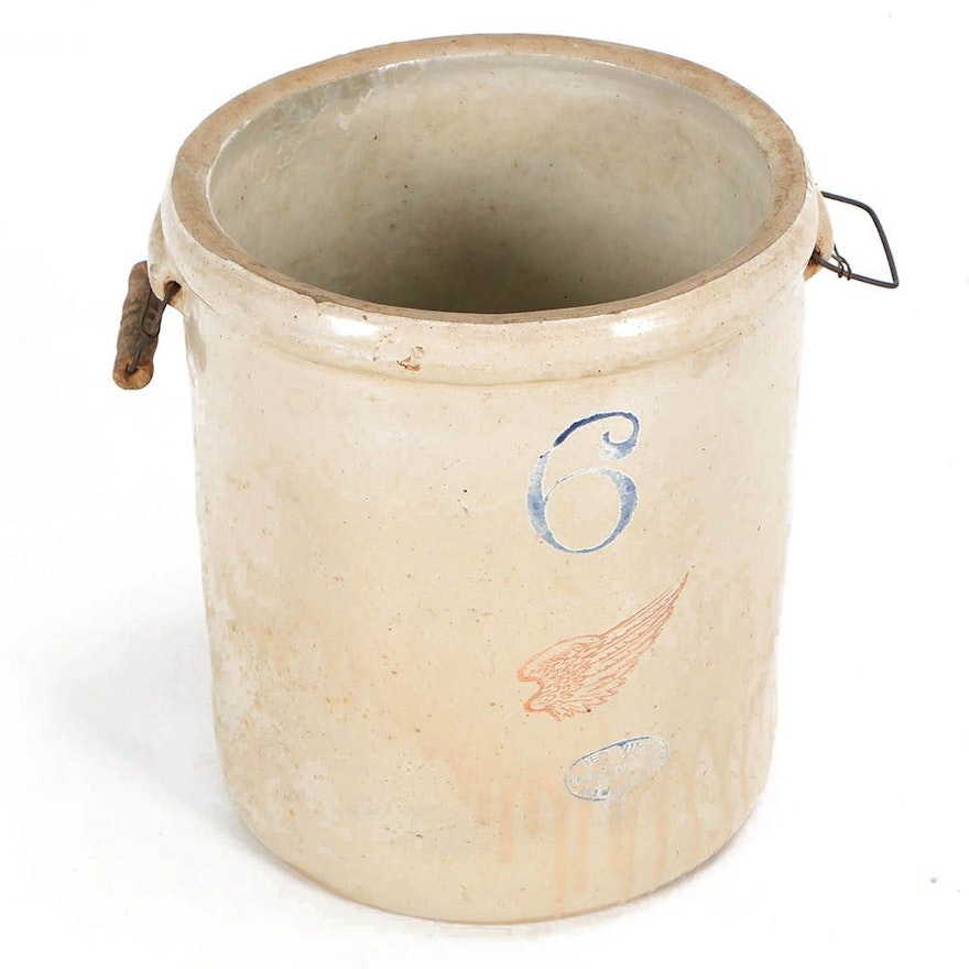 Vintage Red Wing Six-Gallon Stoneware Crock