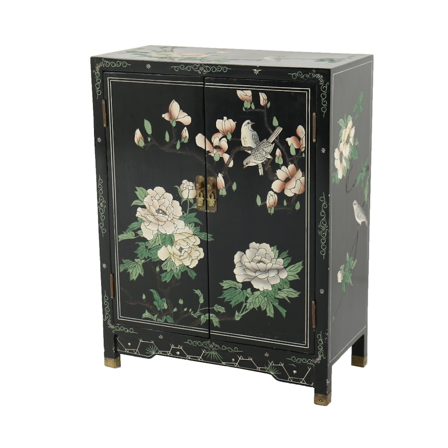 Vintage Chinese Black Lacquered Cabinet