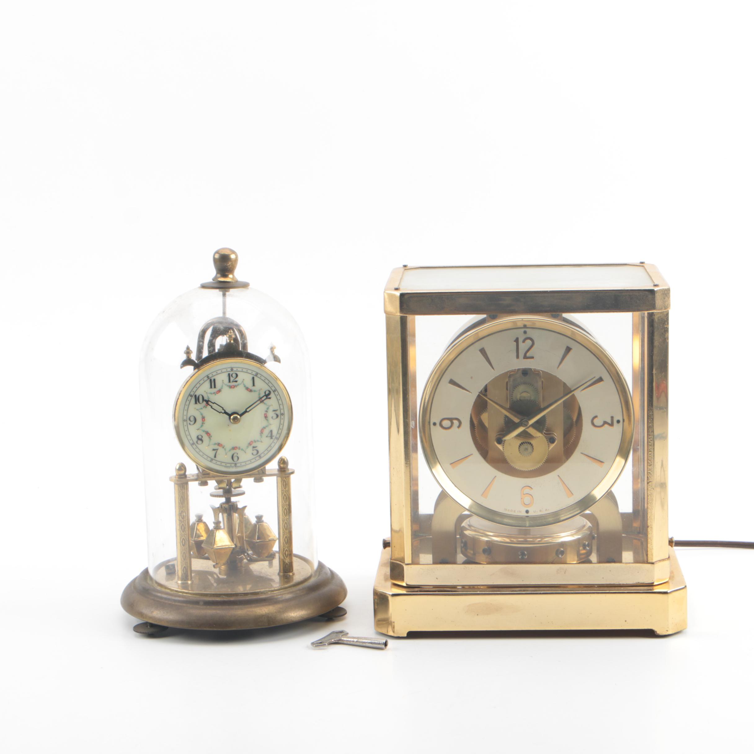 Mastercrafters Electric "Atmos" Mantel Clock and Euramca Anniversary Clock