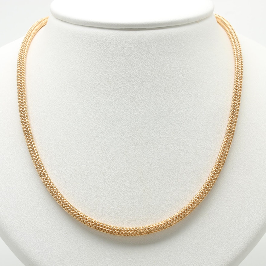 14K Yellow Gold Round Mesh Chain Necklace