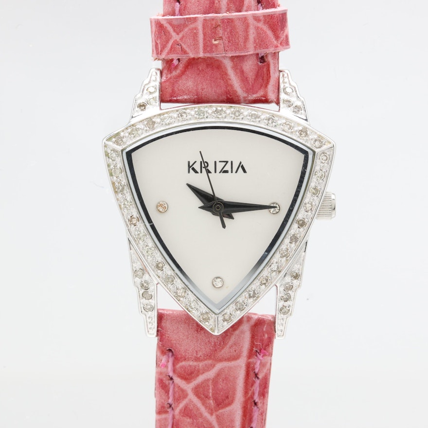 Krizia Stainless Steel Diamond Wristwatch with Box