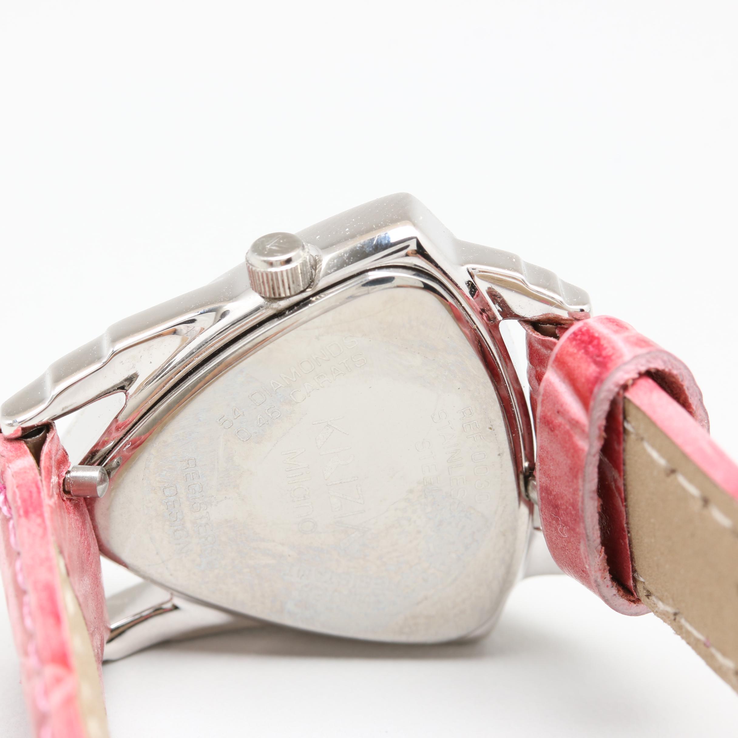 Krizia Stainless Steel Diamond Watch with Box