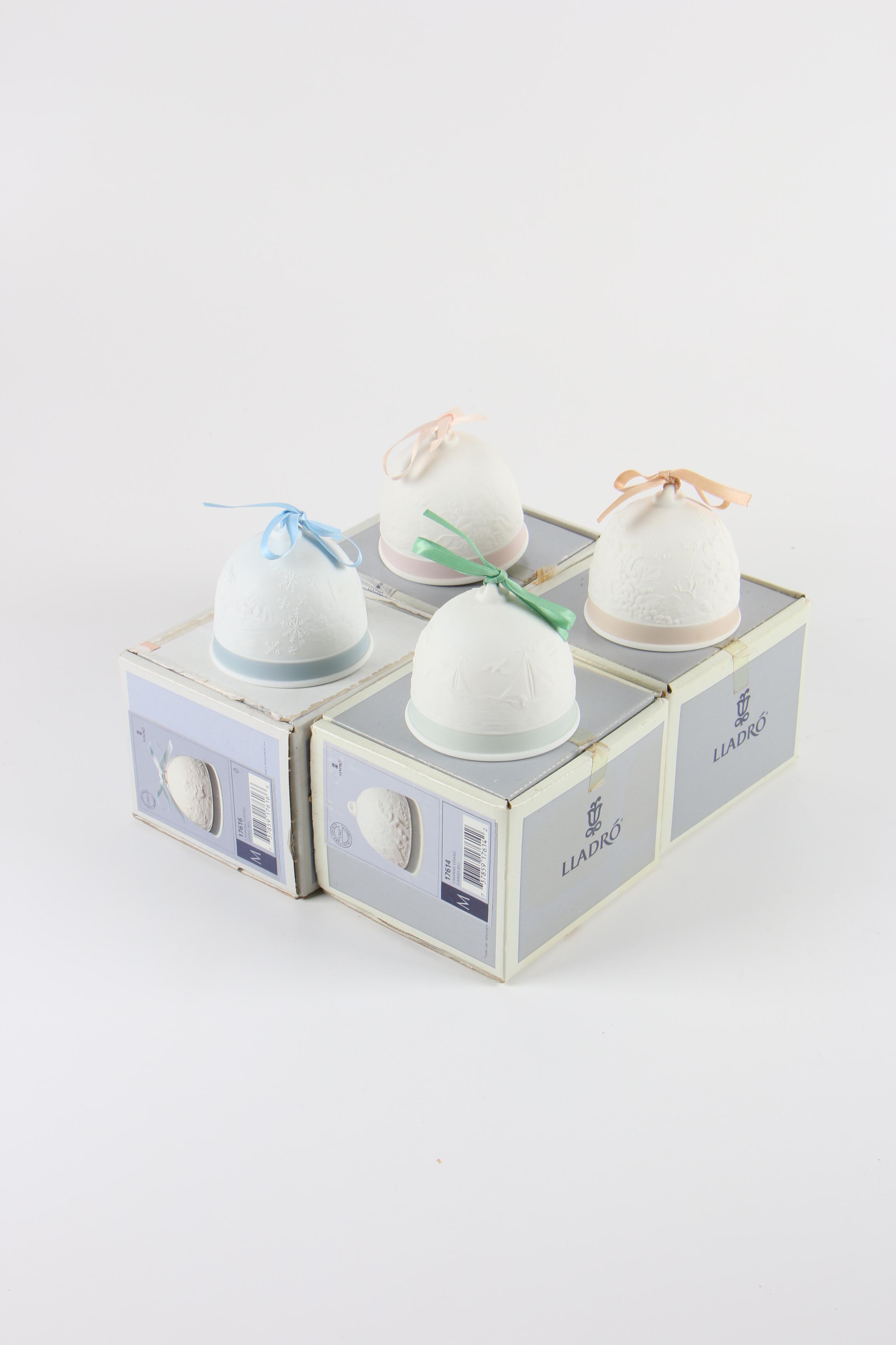 Lladró Collectors Society "Four Seasons" Porcelain Bells, 1991-1993