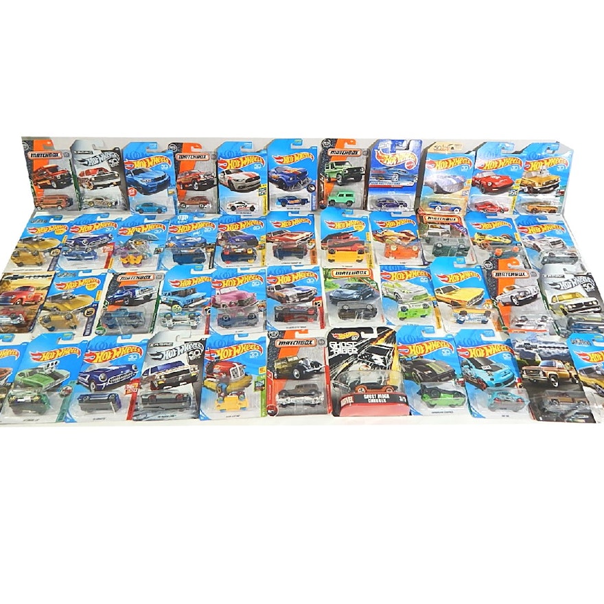 Collection of Hot Wheel and Matchbox Cars with Some Treasure Hunts