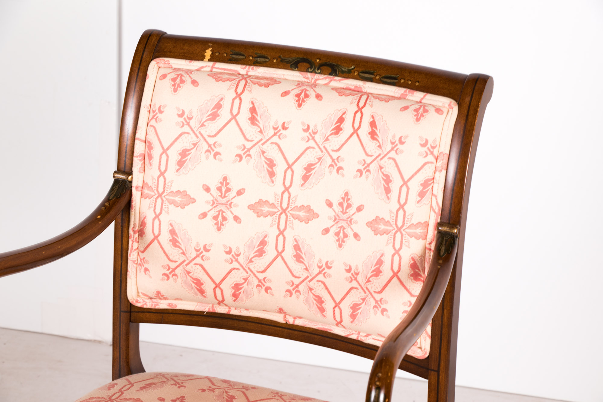 George III Style Paint-Decorated Open Armchair, 20th Century