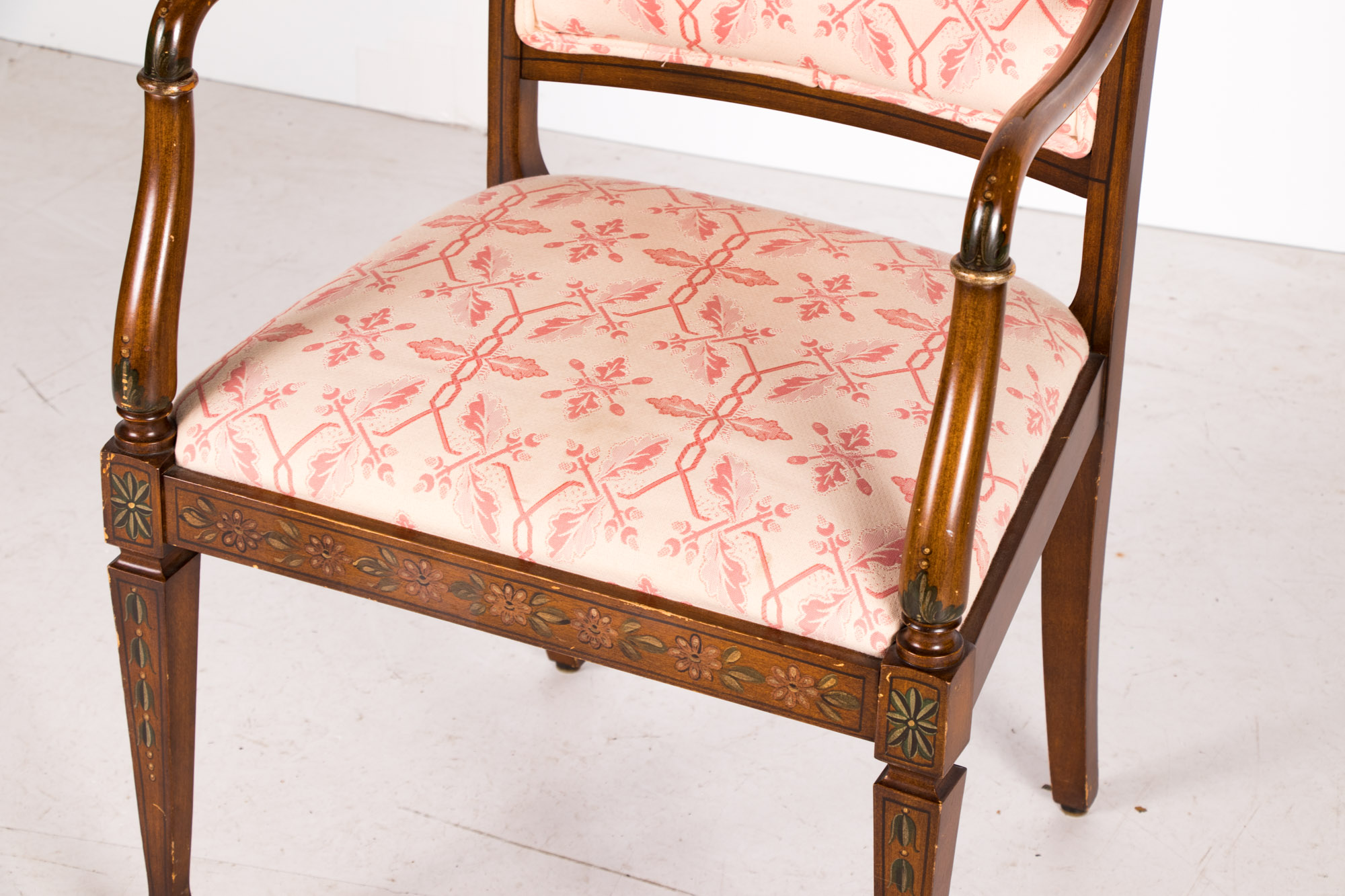 George III Style Paint-Decorated Open Armchair, 20th Century