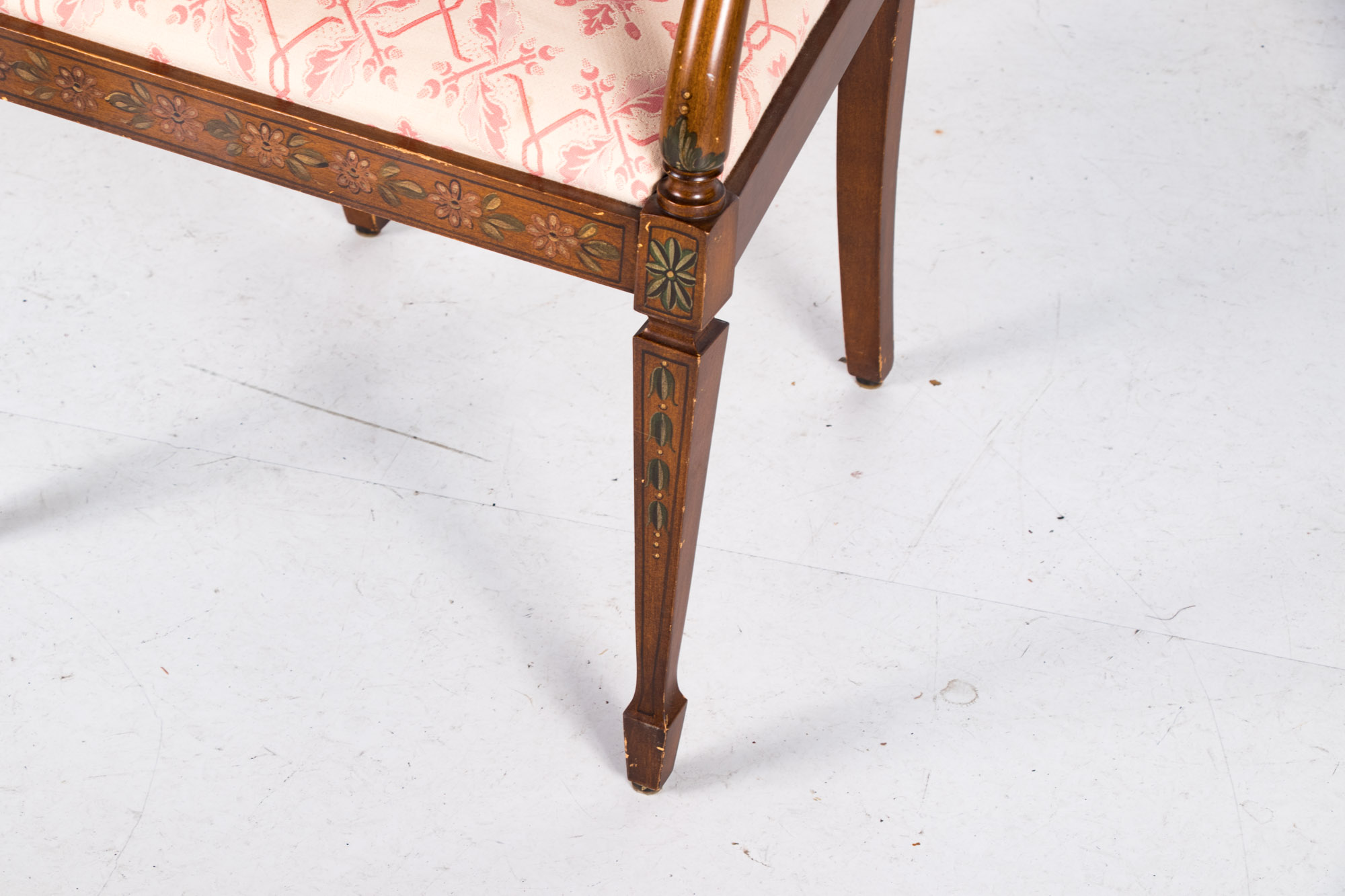 George III Style Paint-Decorated Open Armchair, 20th Century