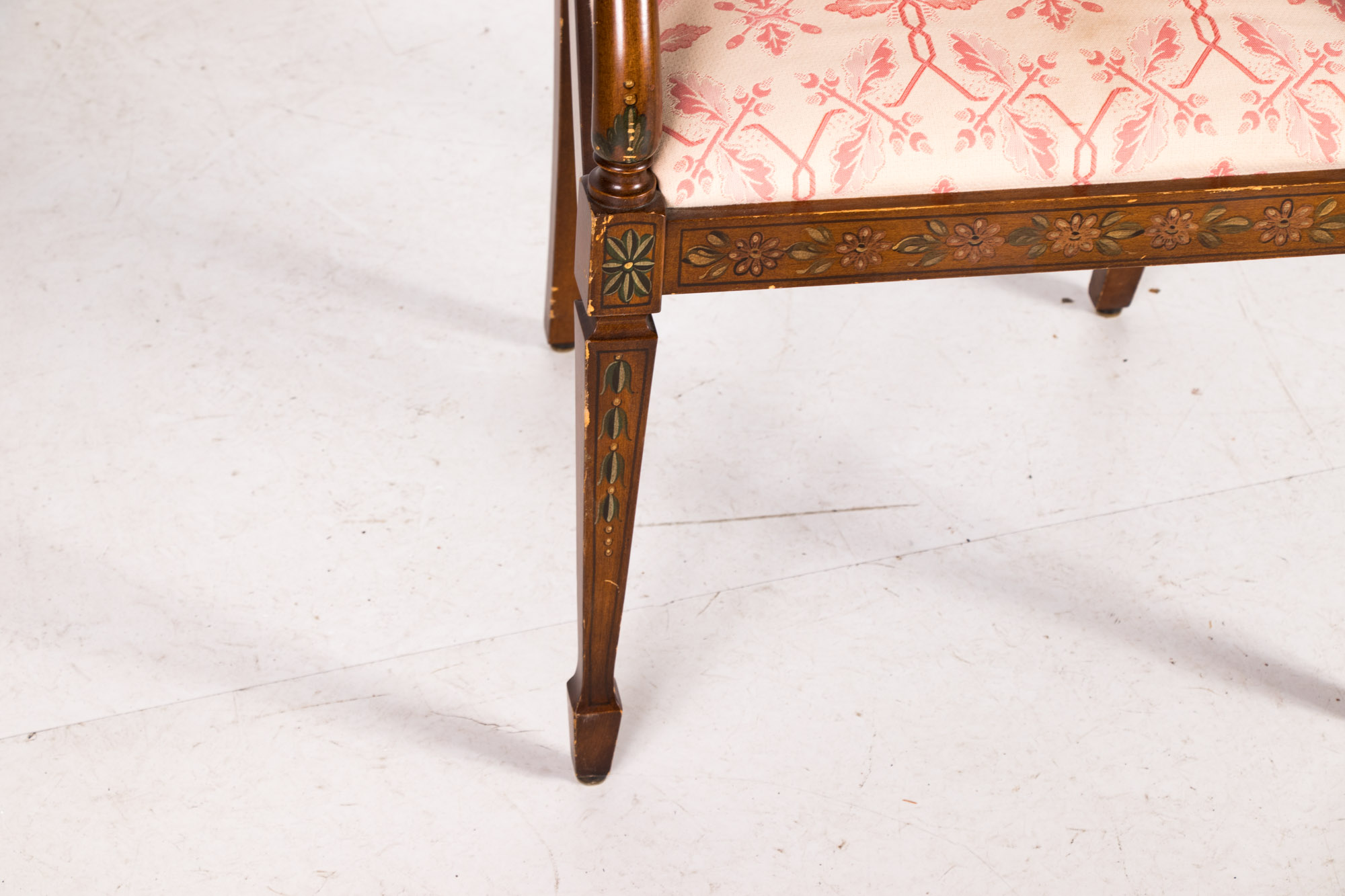 George III Style Paint-Decorated Open Armchair, 20th Century