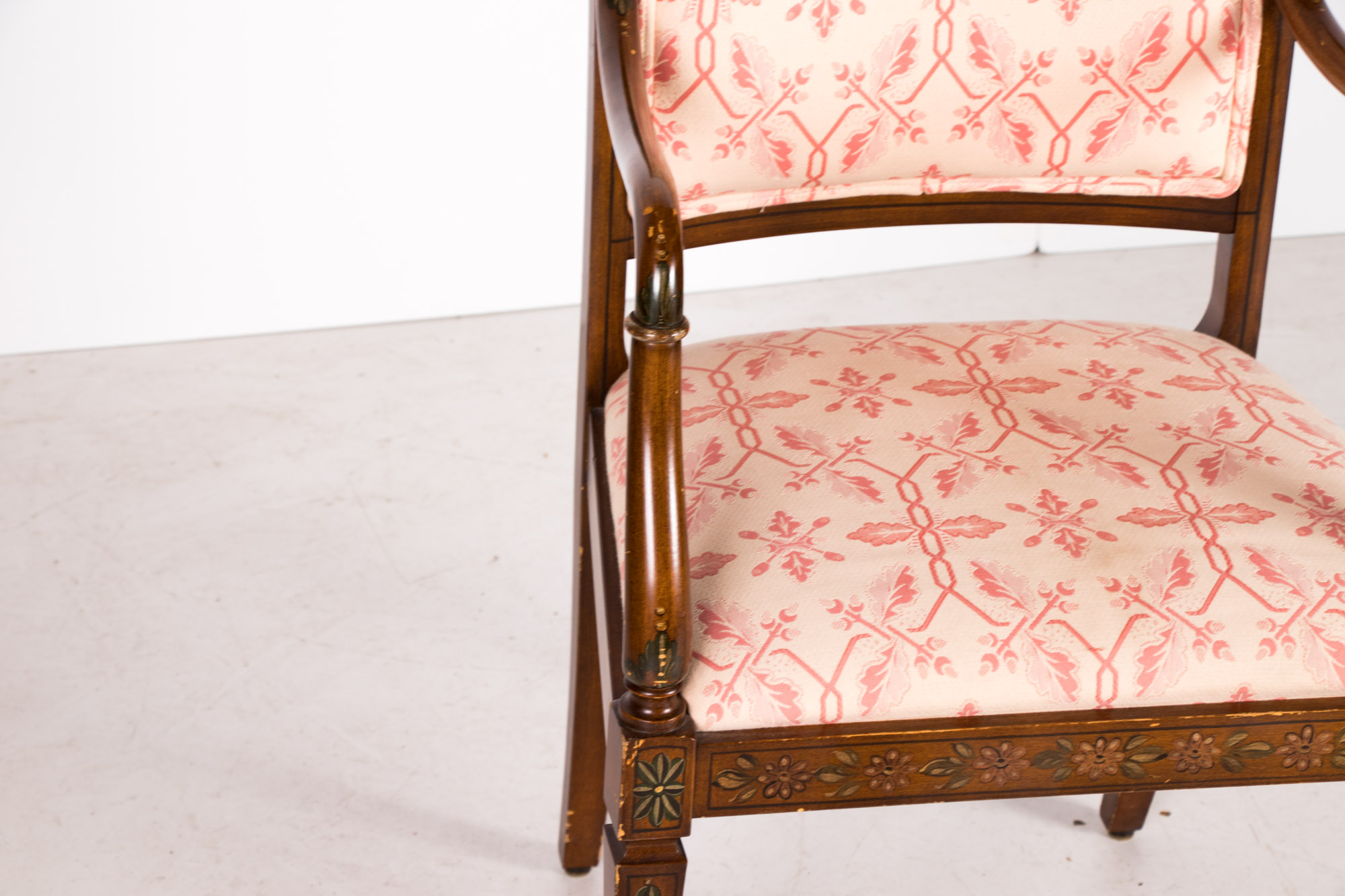 George III Style Paint-Decorated Open Armchair, 20th Century