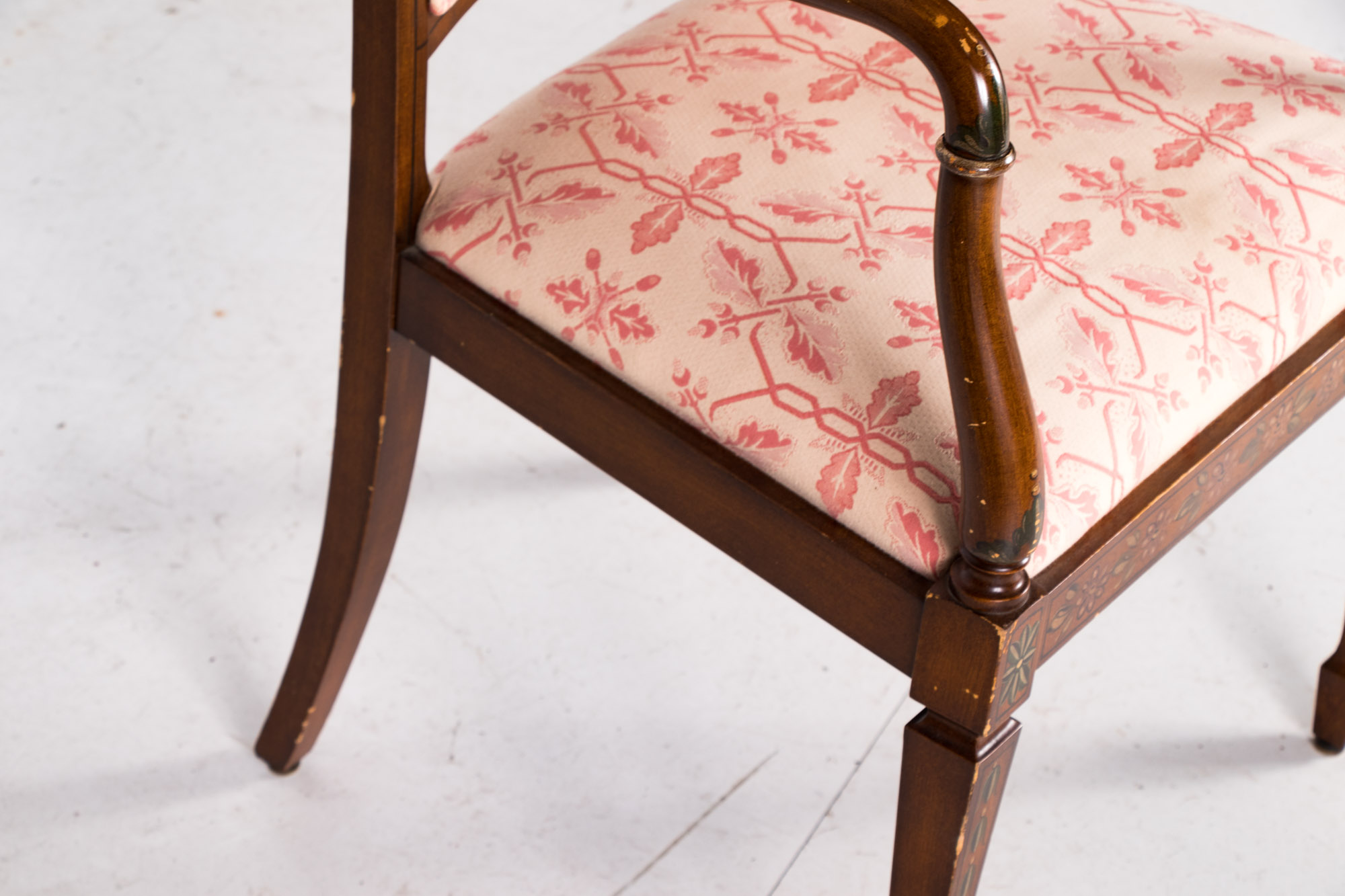 George III Style Paint-Decorated Open Armchair, 20th Century