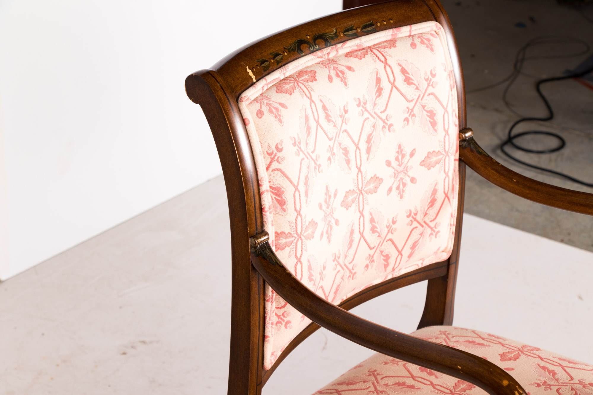 George III Style Paint-Decorated Open Armchair, 20th Century