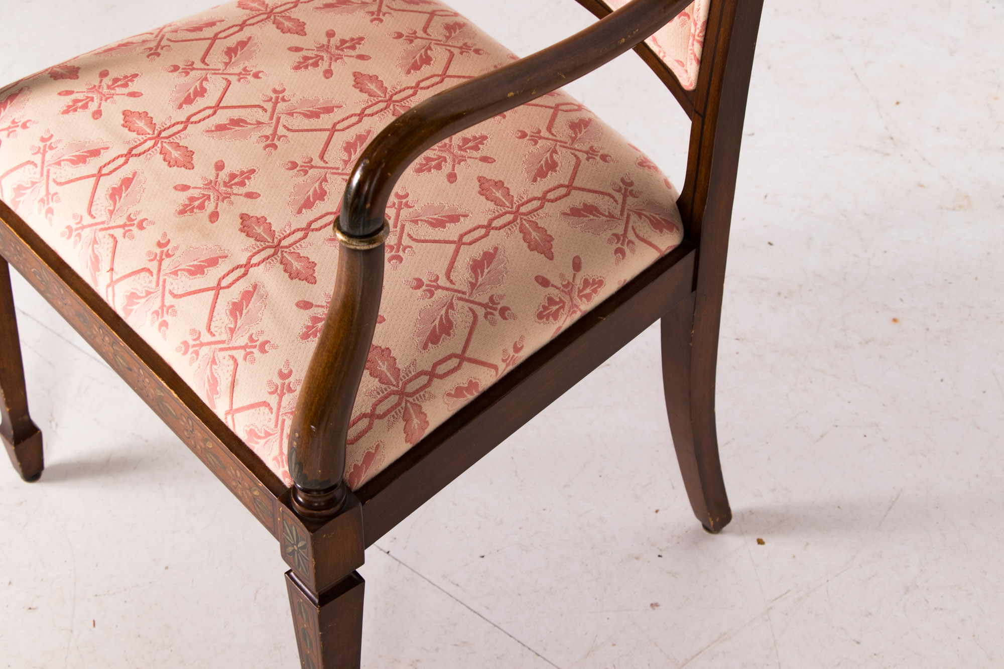 George III Style Paint-Decorated Open Armchair, 20th Century