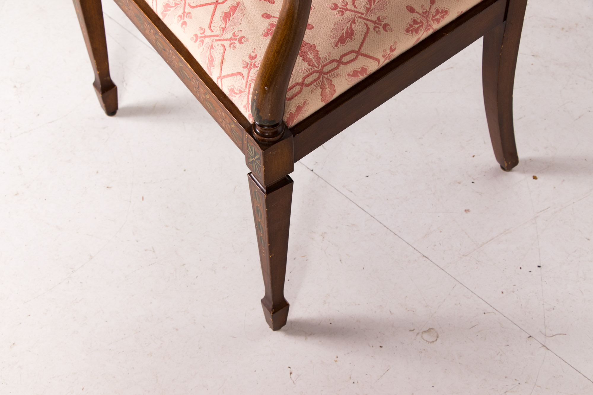 George III Style Paint-Decorated Open Armchair, 20th Century