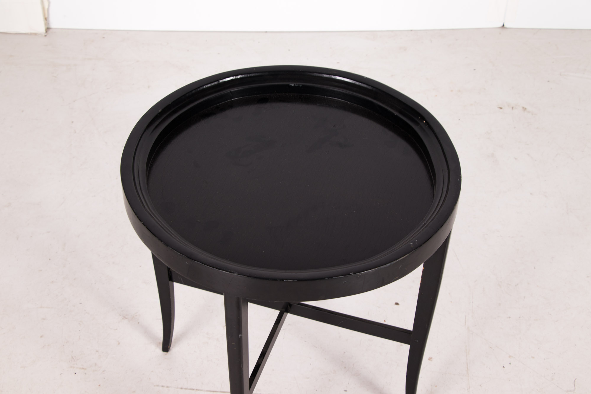 Victorian Style Black Lacquer and Parcel-Gilt Tray-on-Stand, 20th Century