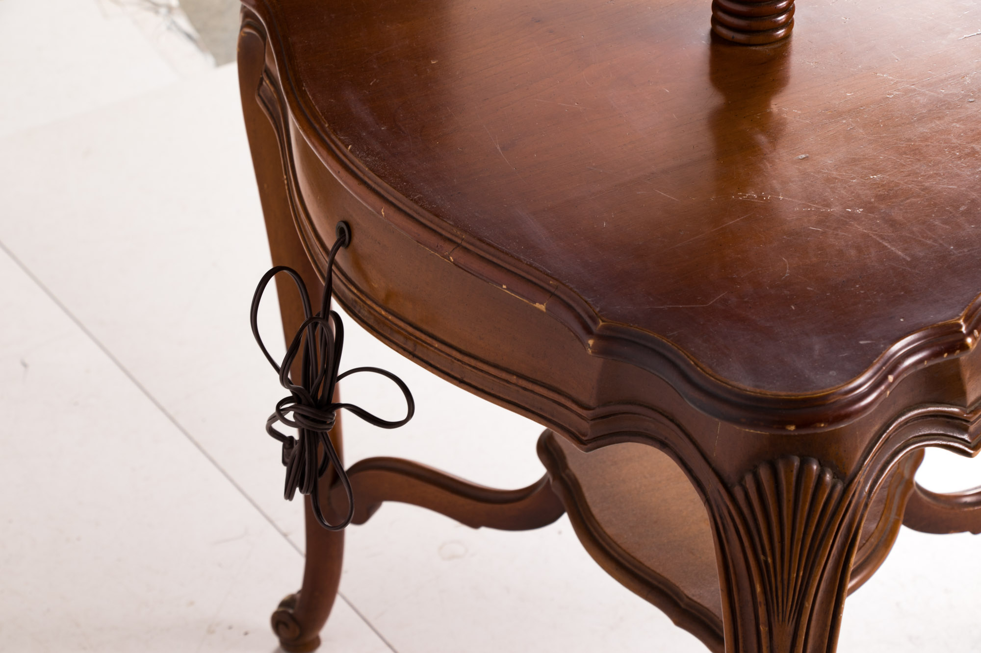 French Provincial Style Fruitwood Two-Tier Lamp Table, 20th Century