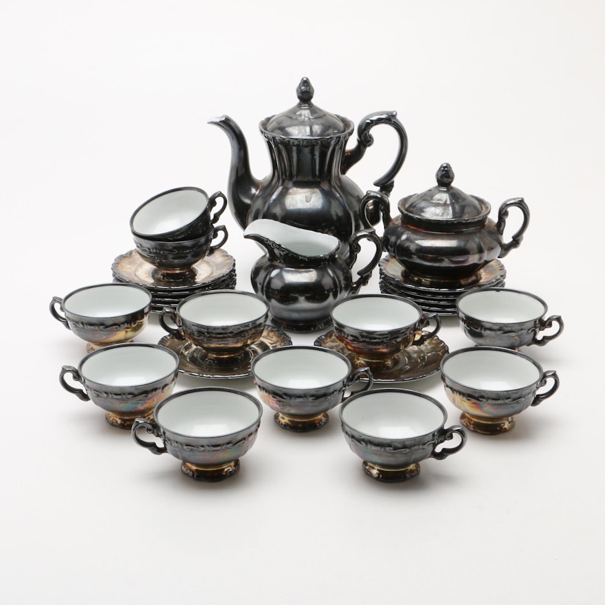 A German Silver Luster Porcelain Tea Service by Heinrich, 20th Century