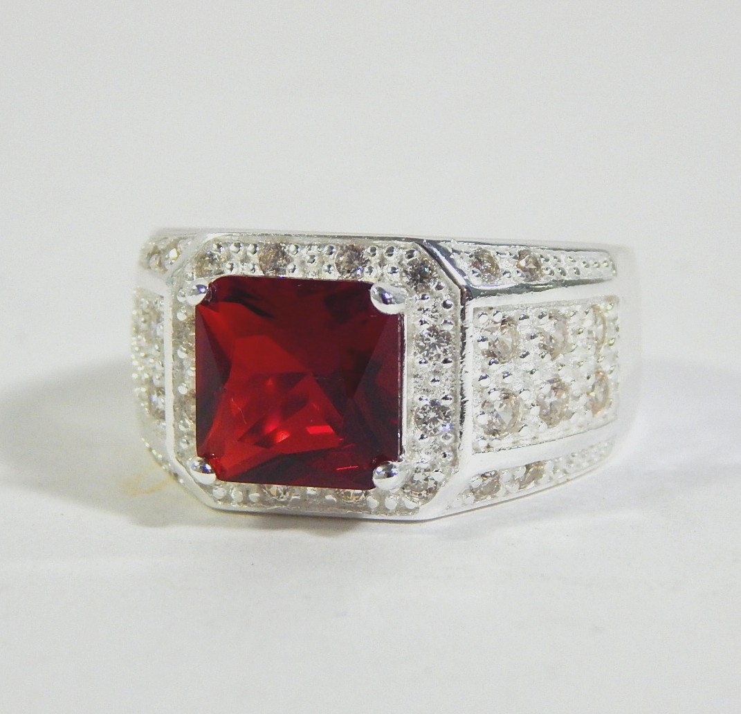 Sterling Silver Cubic Zirconia Ring - Size 12