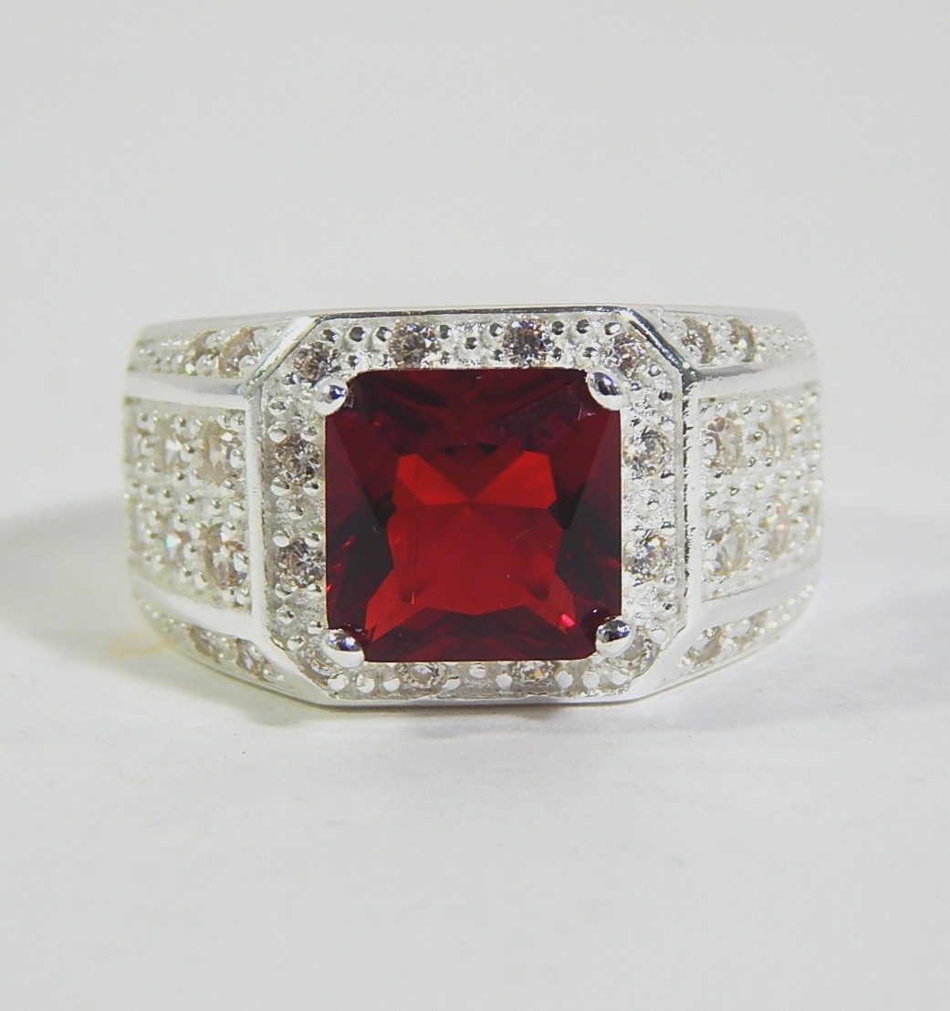 Sterling Silver Cubic Zirconia Ring - Size 12