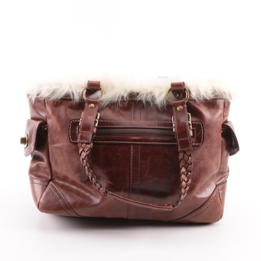 Coach Brown Leather and Shearling Satchel