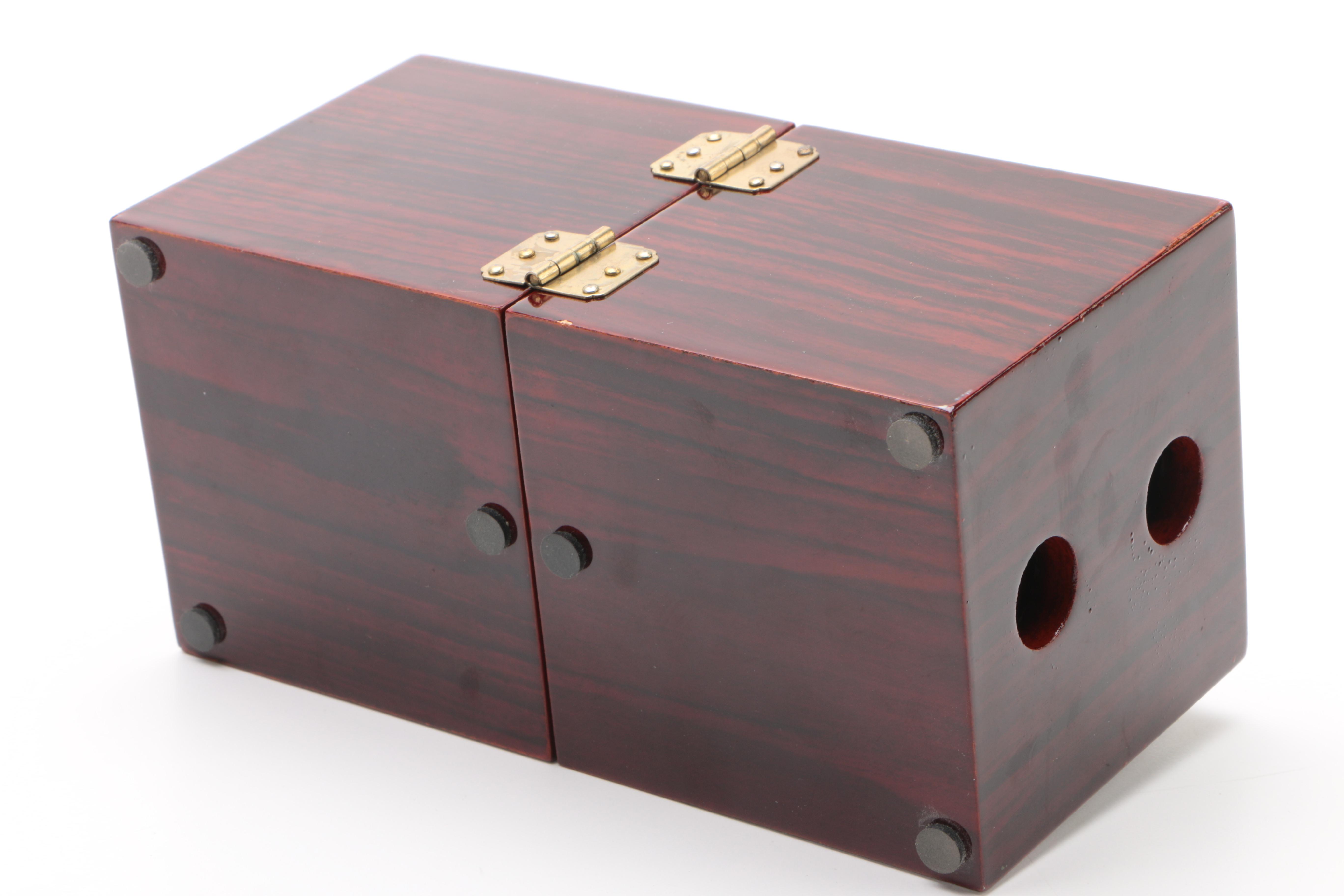 Vintage Cubed Jewelry Box Featuring Abalone Inlay in Asian Motif