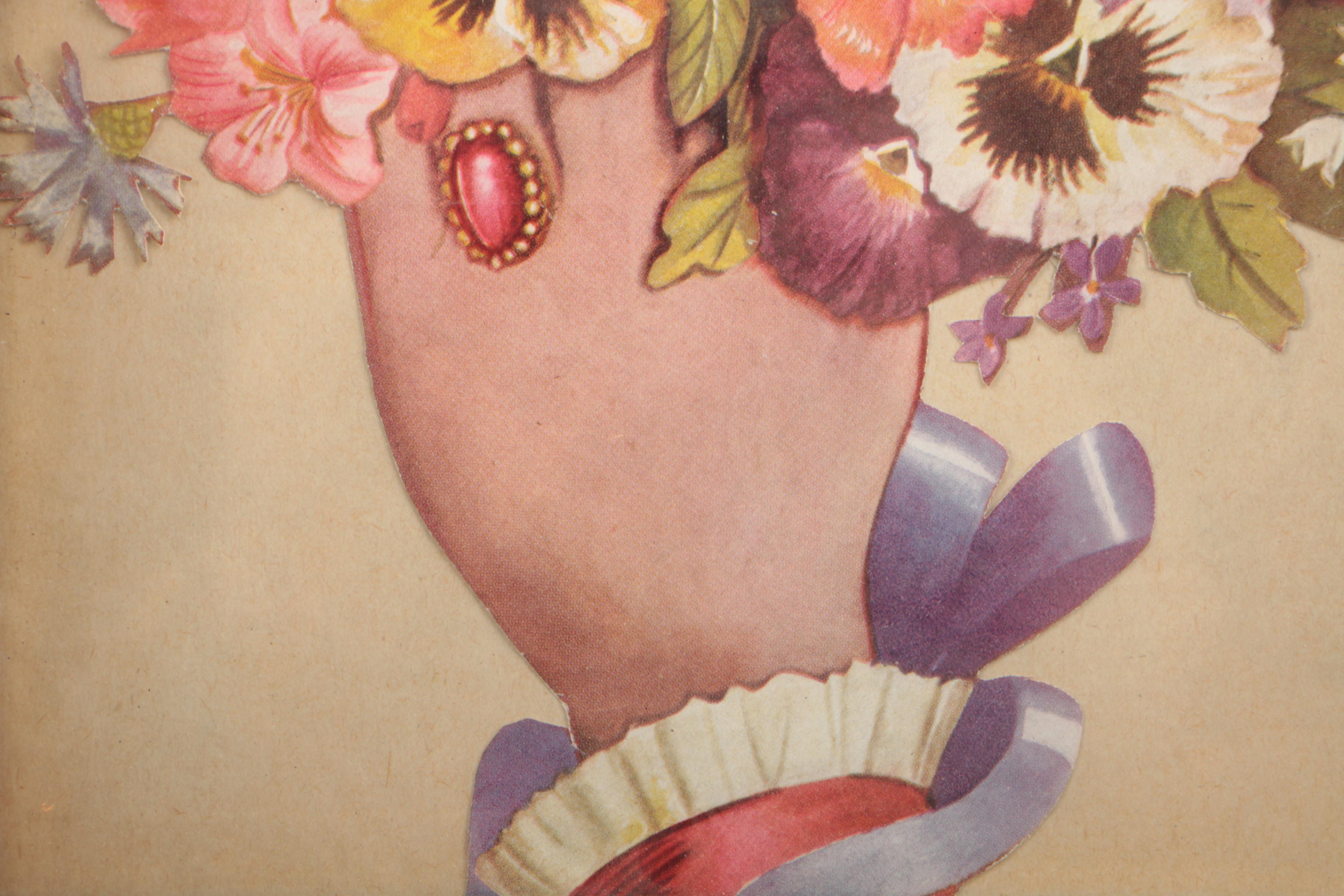 Victorian Offset Lithograph on Paper of a Floral Bouquet