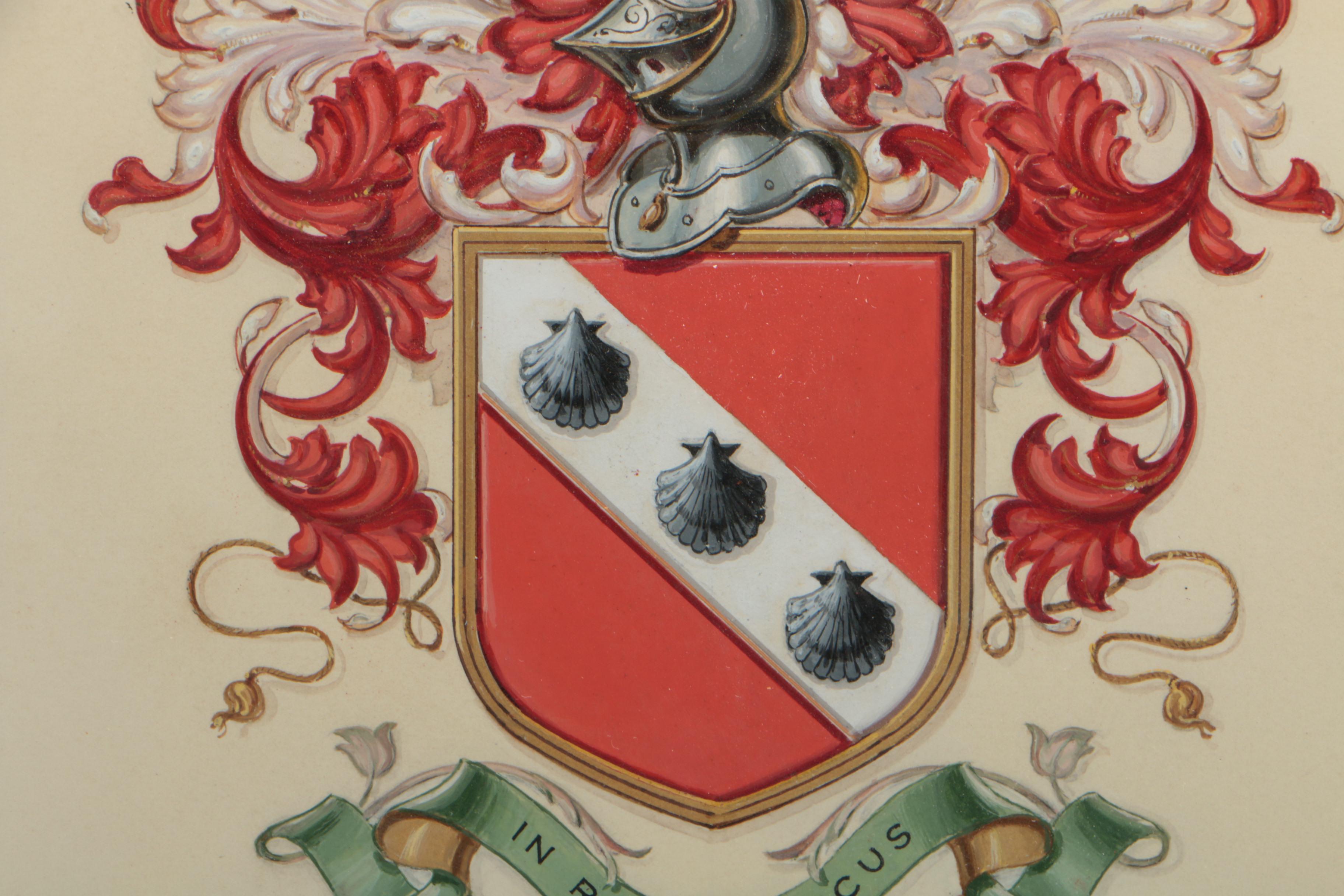 Watercolor Painting on Paper of Bissell Family Coat-of Arms