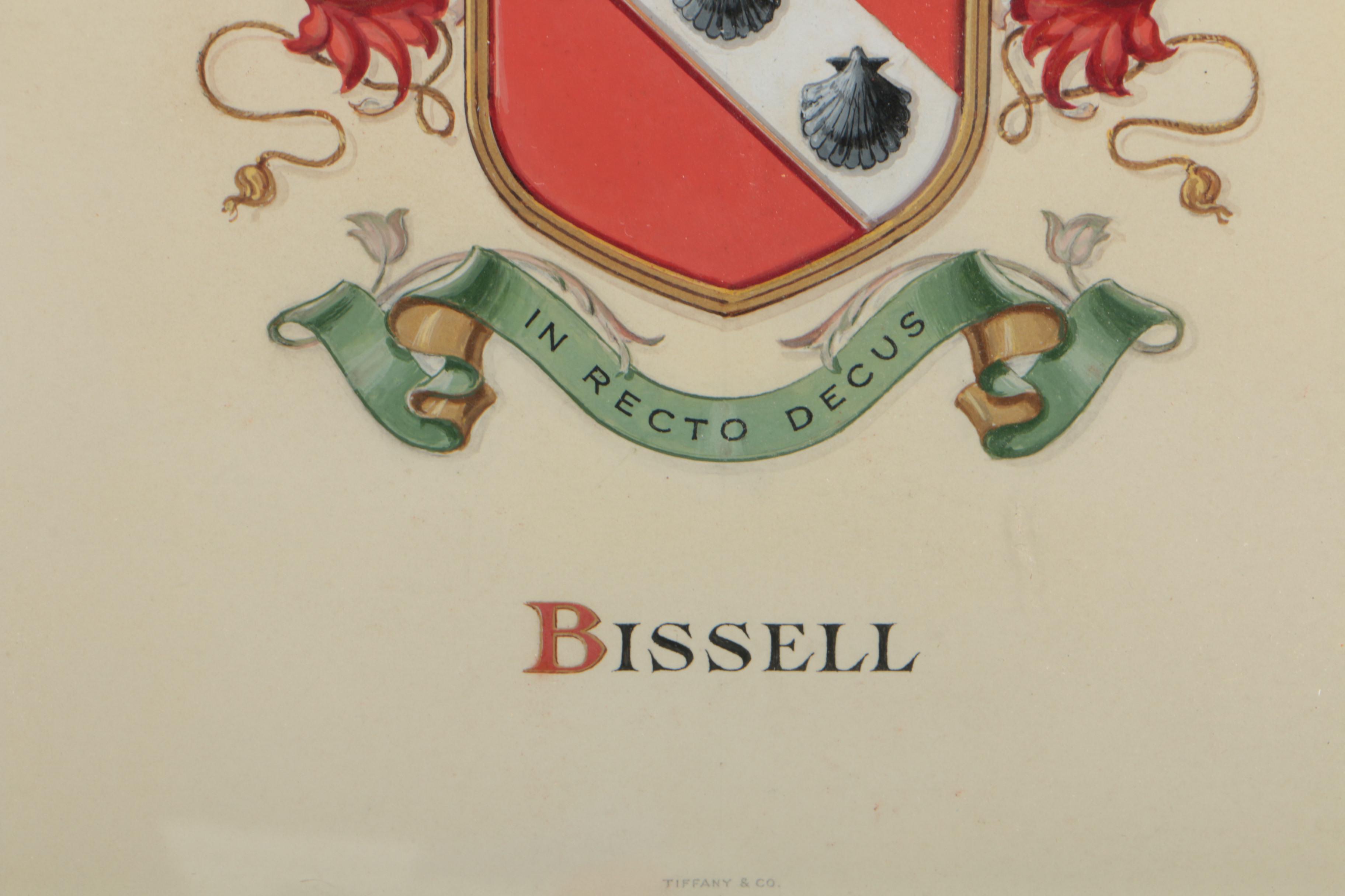 Watercolor Painting on Paper of Bissell Family Coat-of Arms