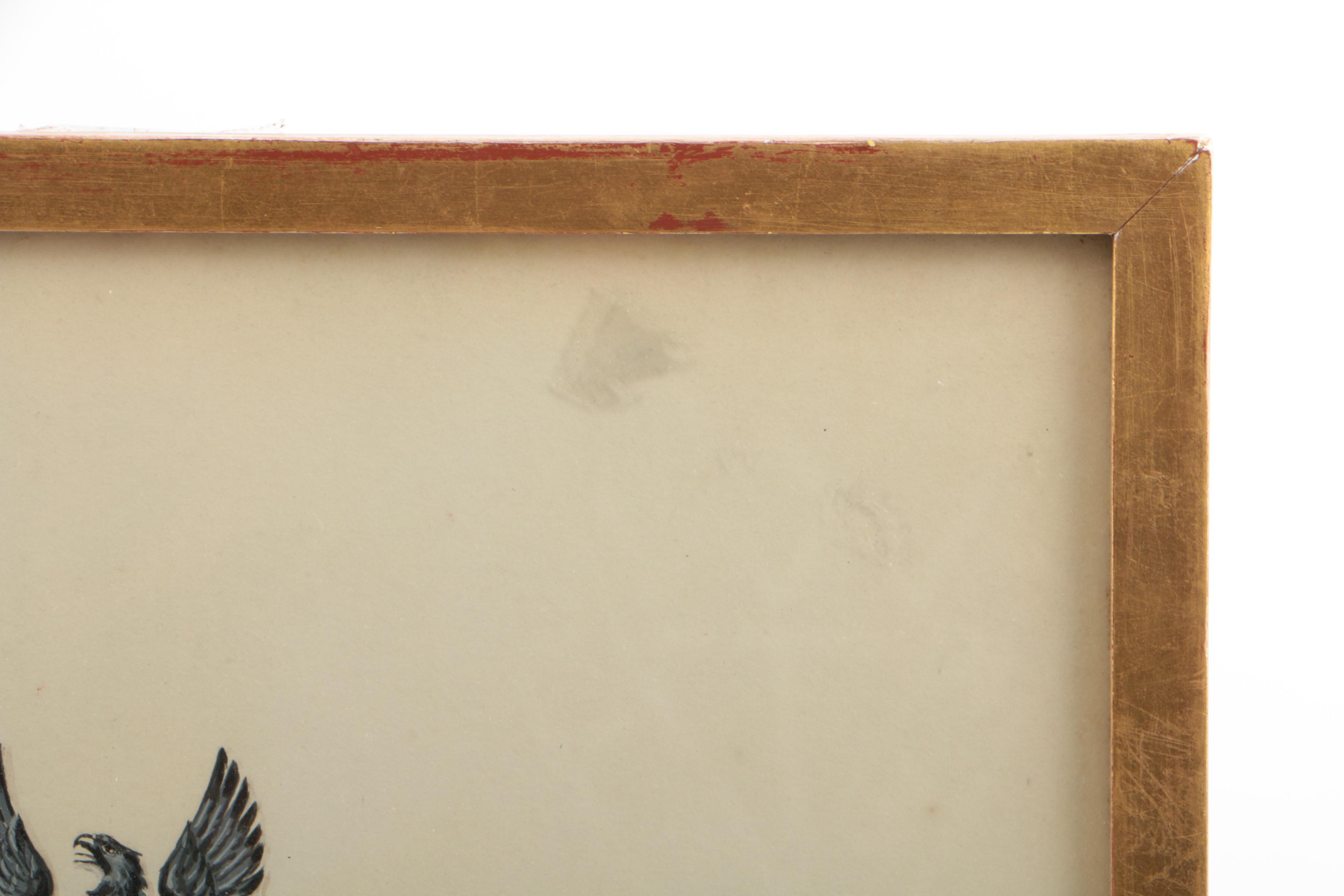 Watercolor Painting on Paper of Bissell Family Coat-of Arms