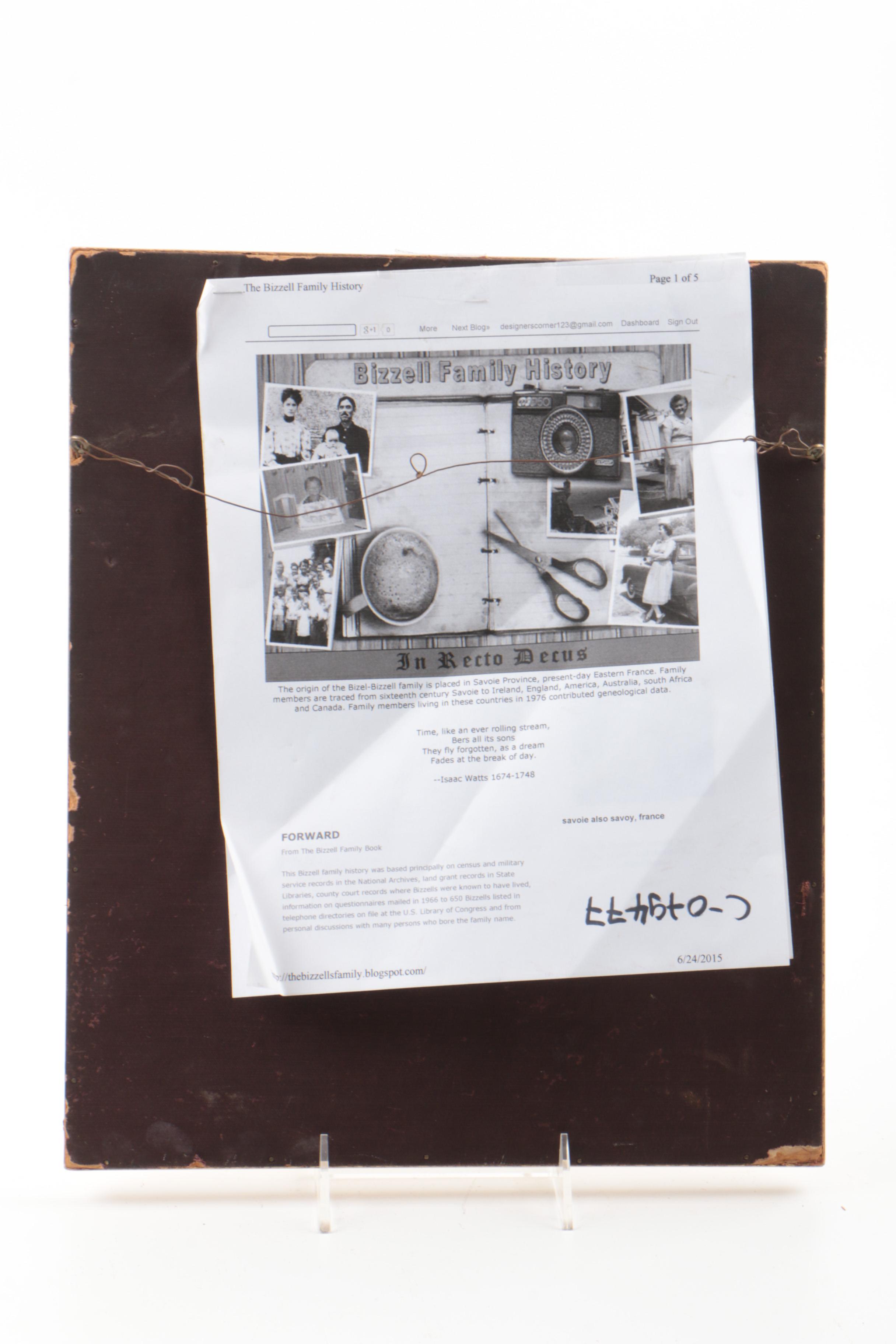 Watercolor Painting on Paper of Bissell Family Coat-of Arms