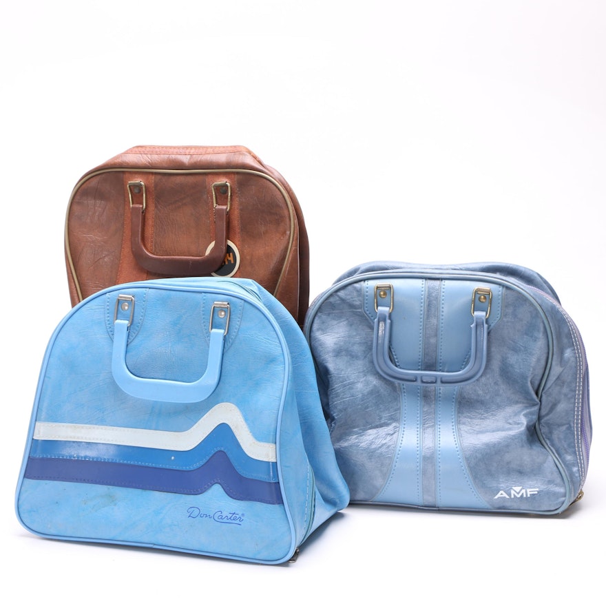 Vintage AMF, Ajay and Don Carter Faux Leather Bowling Ball Bags