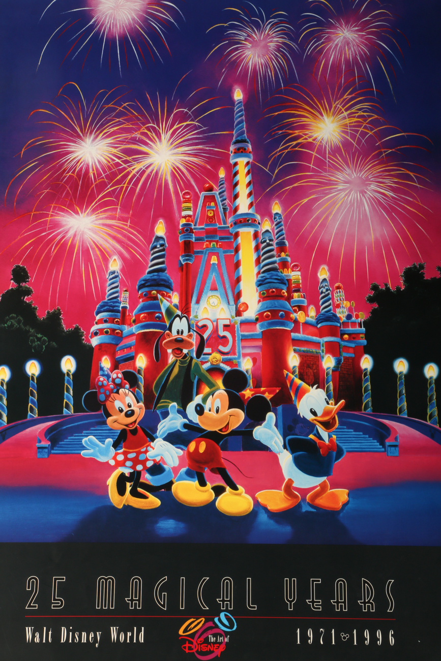 Walt Disney World 1996 Commemorative Poster "25 Magical Years"