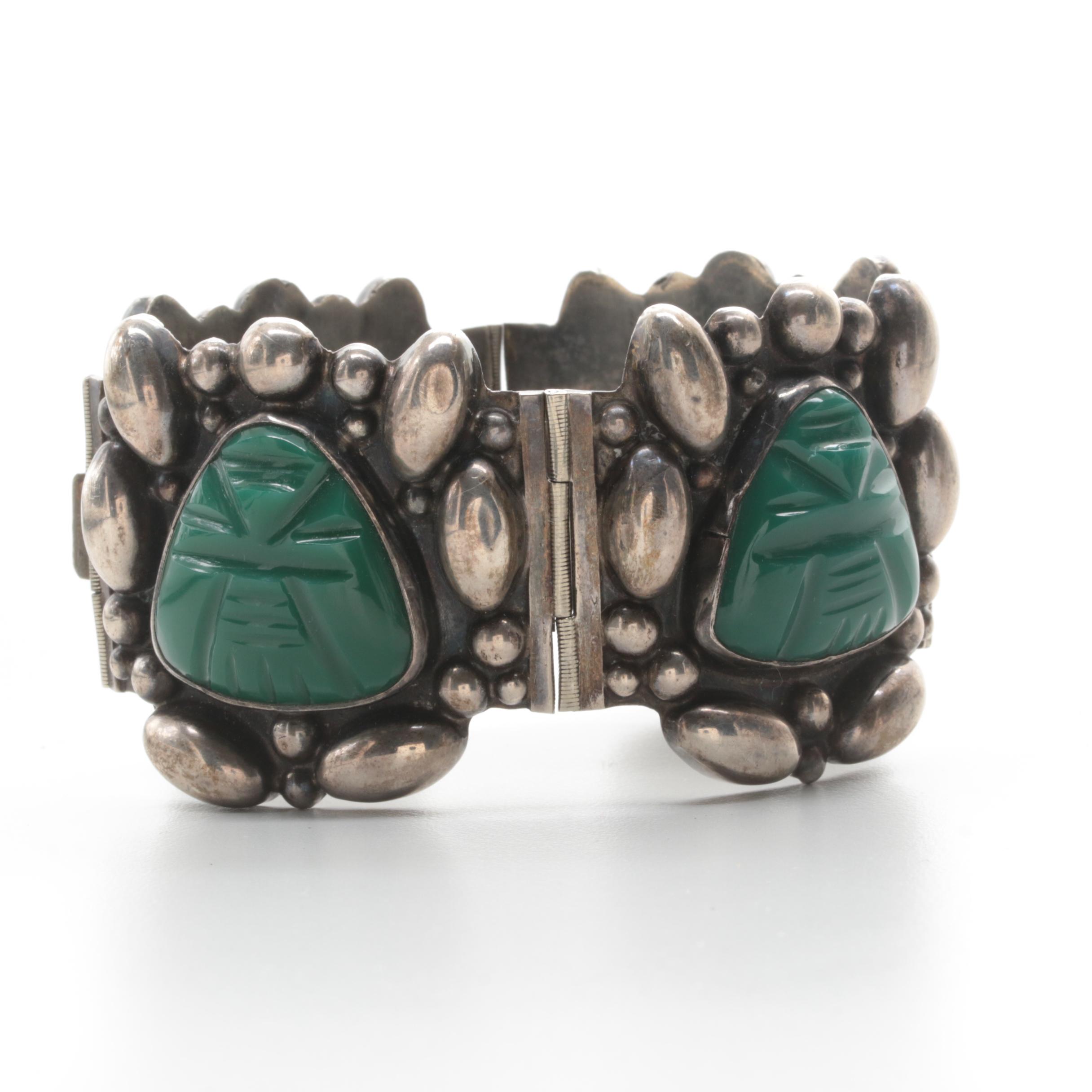 Assortment of Vintage Sterling Silver Abalone and Green Glass Jewelry