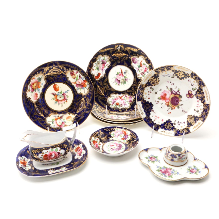 Collection of English and French Porcelain Tableware, 19th/20th Century