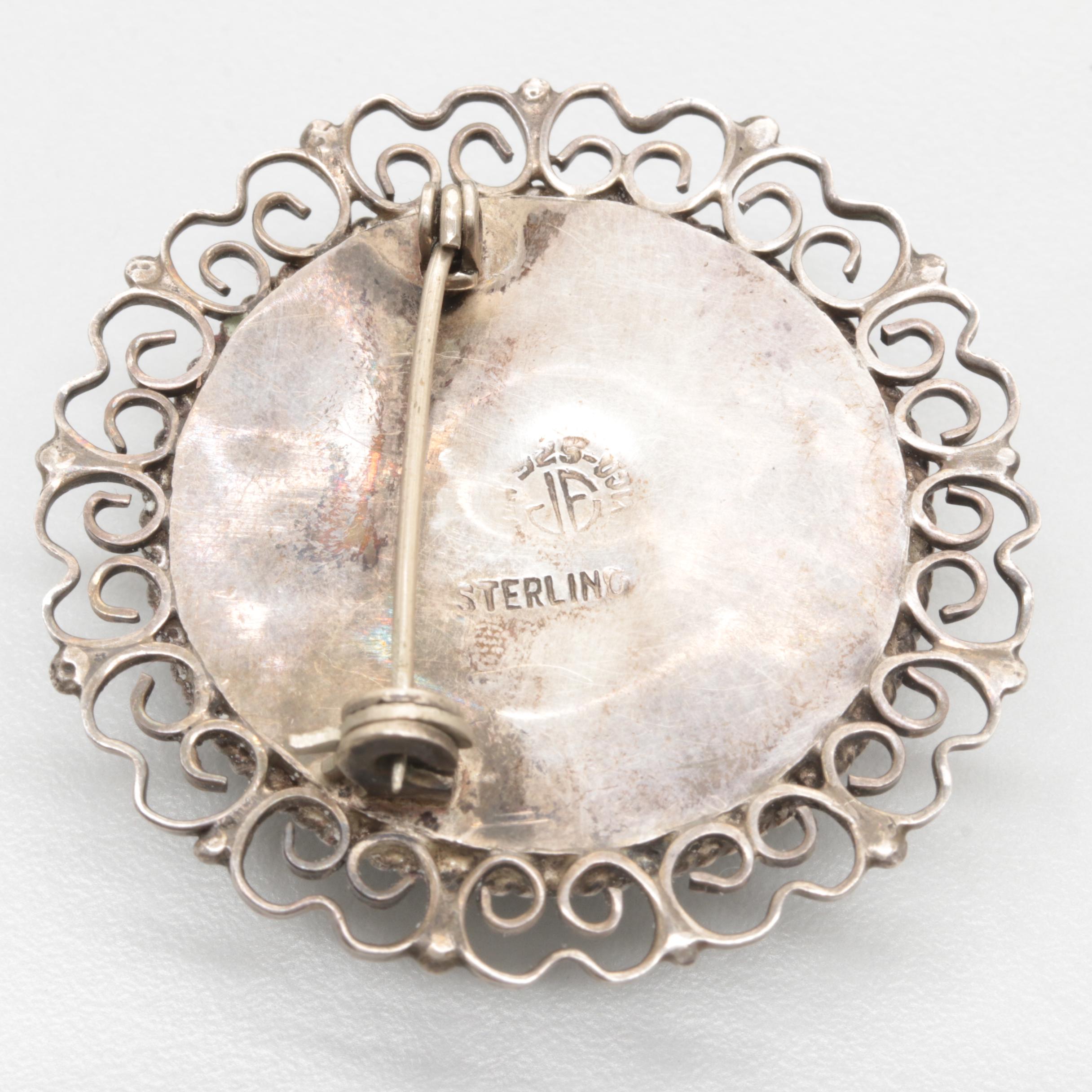 Sterling Silver Green Glass Demi Parure