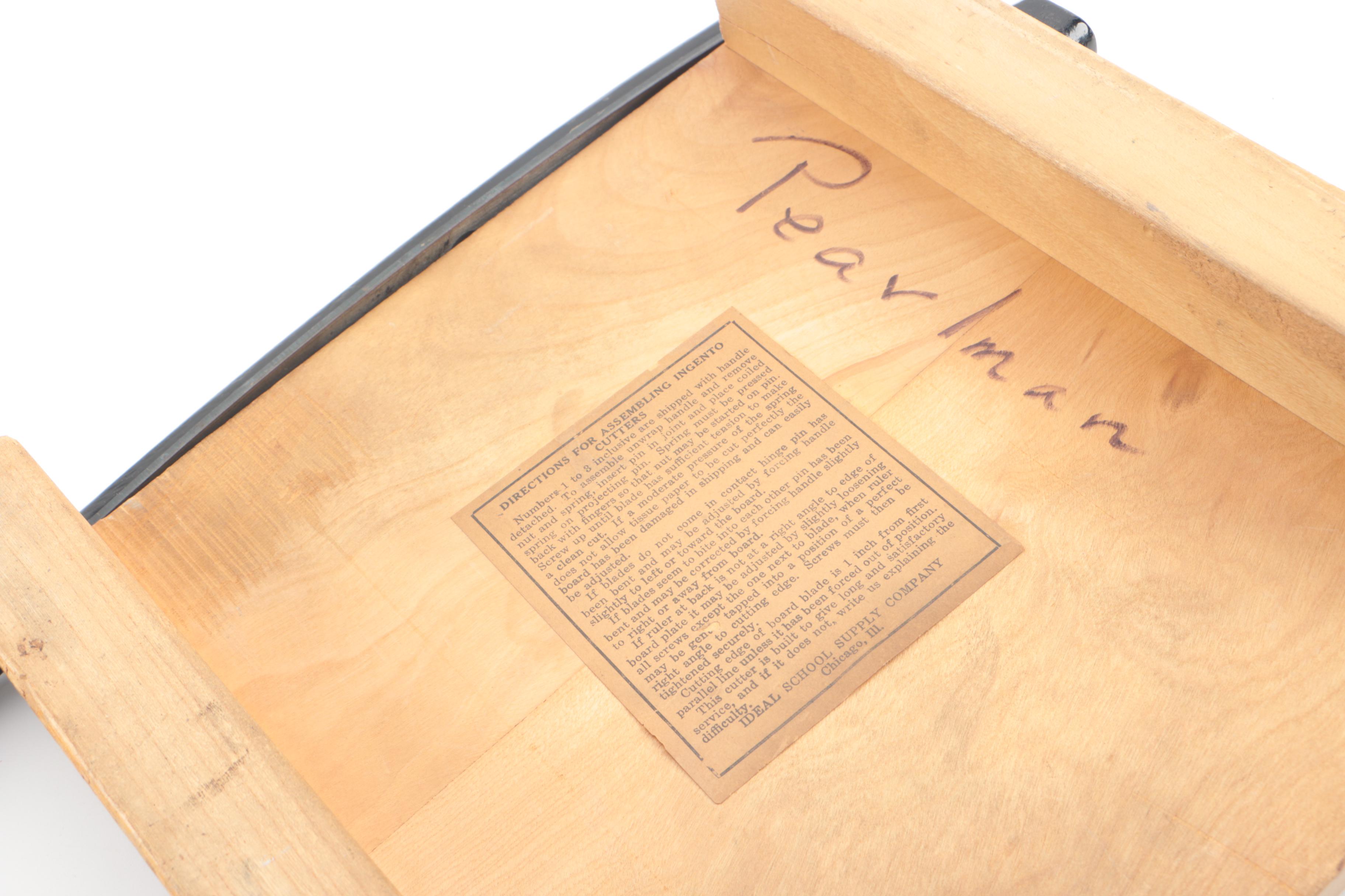 Vintage Ideal School Supply Co. "Ingento No. 9" Paper Cutter