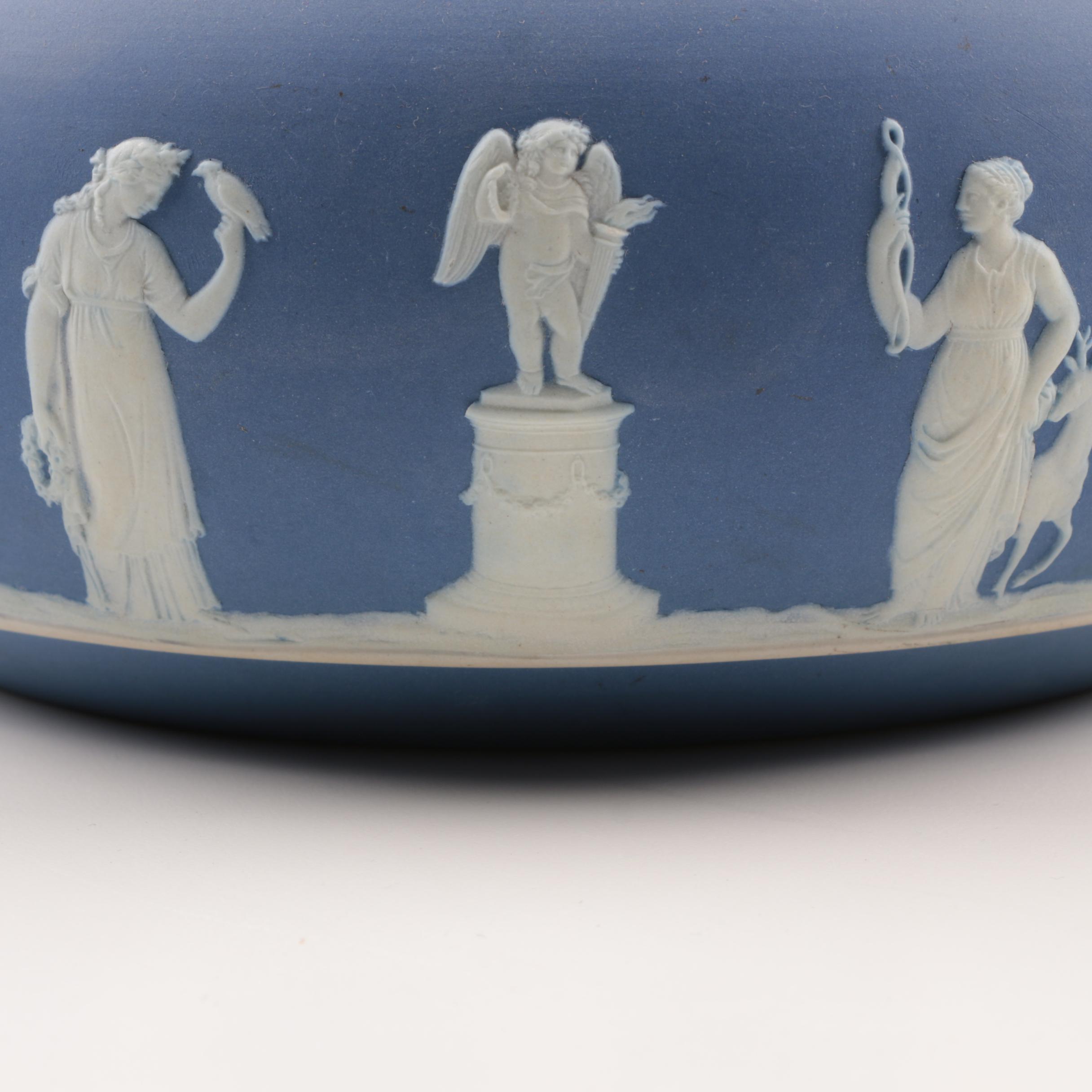 Wedgwood Blue Jasper and Silver Plate Mounted Salad bowl, 20th Century