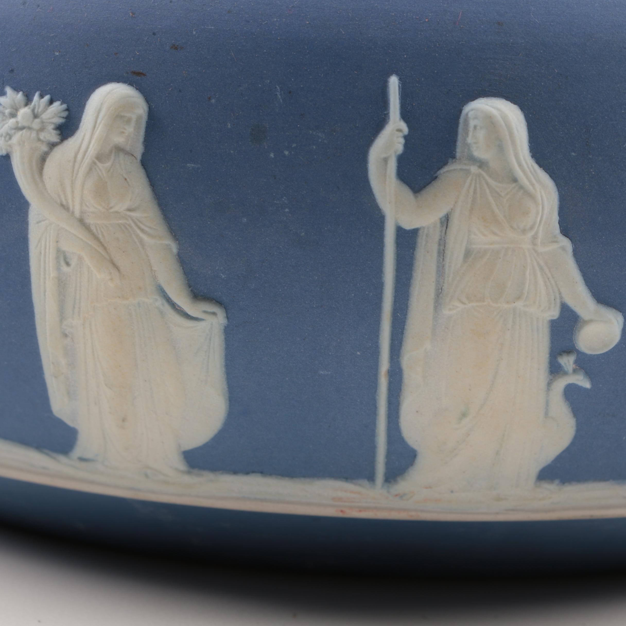 Wedgwood Blue Jasper and Silver Plate Mounted Salad bowl, 20th Century