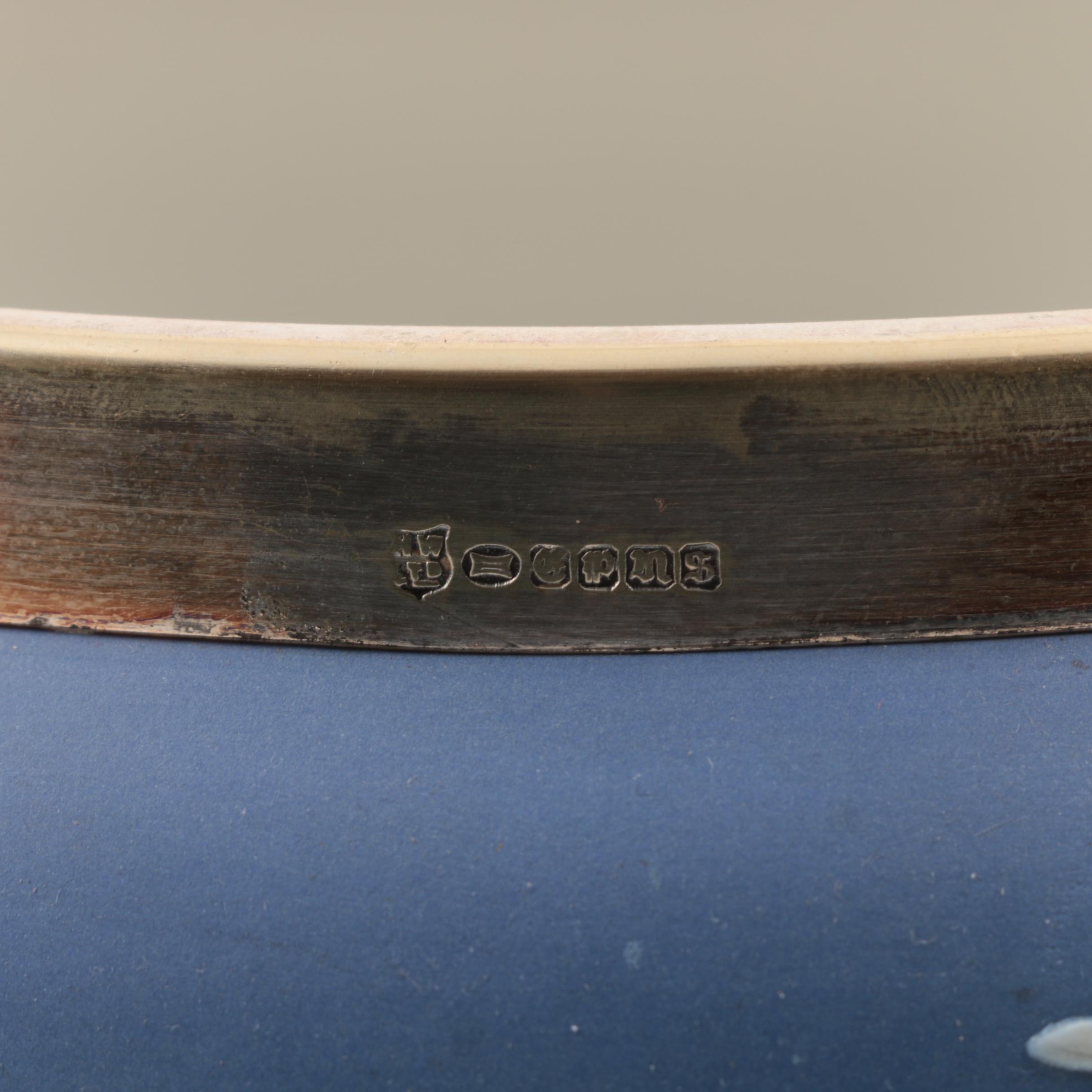 Wedgwood Blue Jasper and Silver Plate Mounted Salad bowl, 20th Century