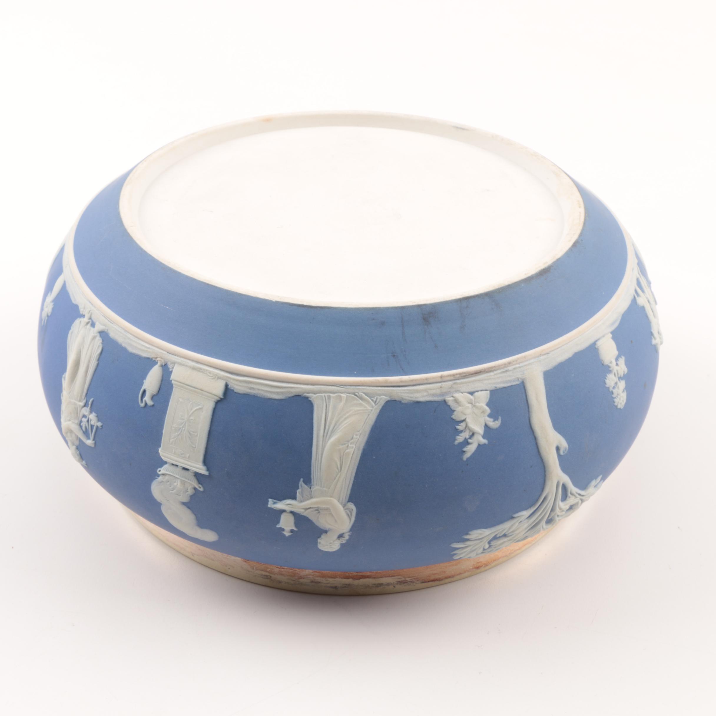 Wedgwood Blue Jasper and Silver Plate Mounted Salad bowl, 20th Century
