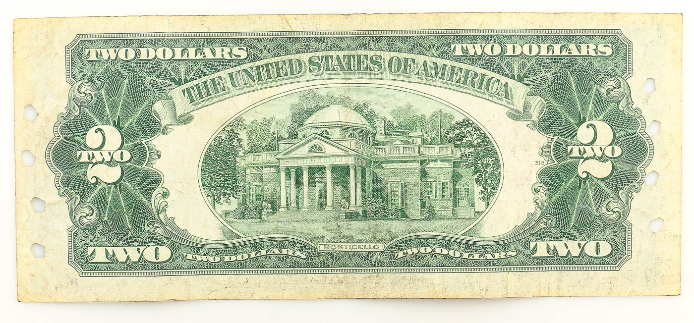 Six $2 Red Seal United States Notes from 1928