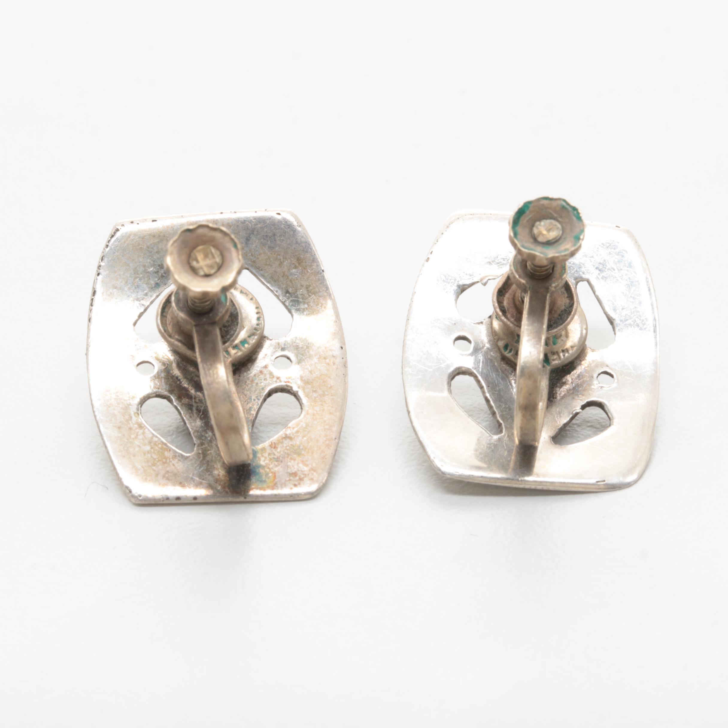 Sterling Silver Green Glass Demi Parure