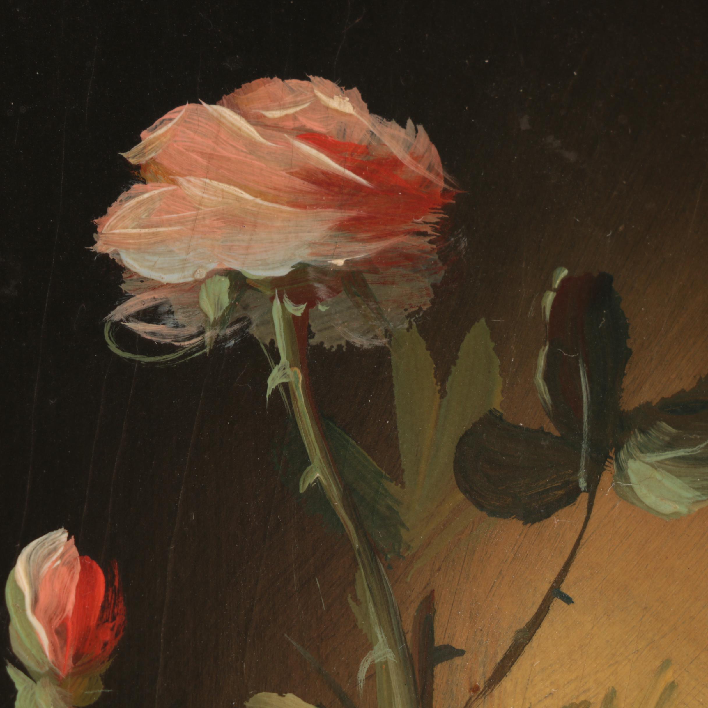 Pair of Italian Oval Floral Still Life Paintings, 20th Century