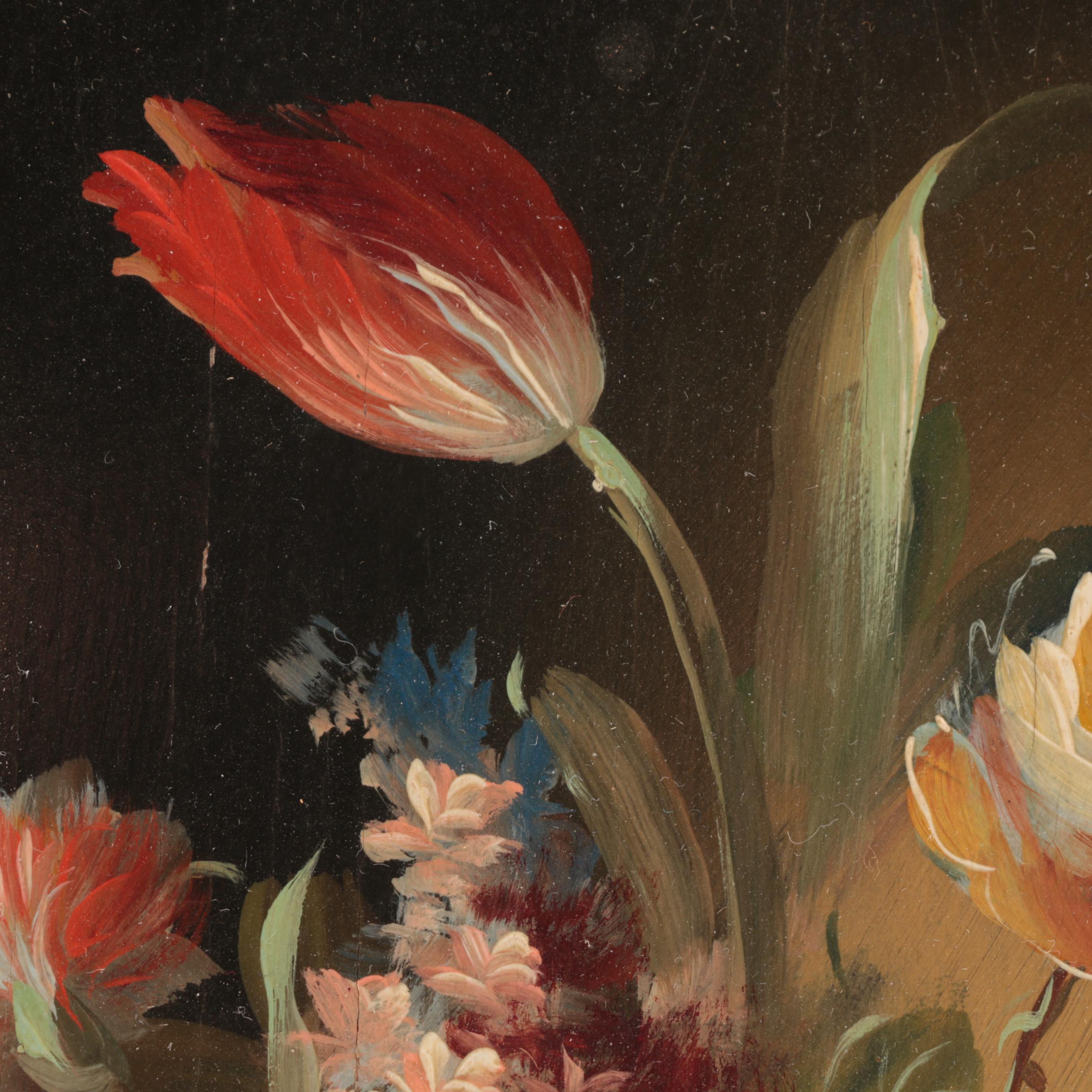 Pair of Italian Oval Floral Still Life Paintings, 20th Century