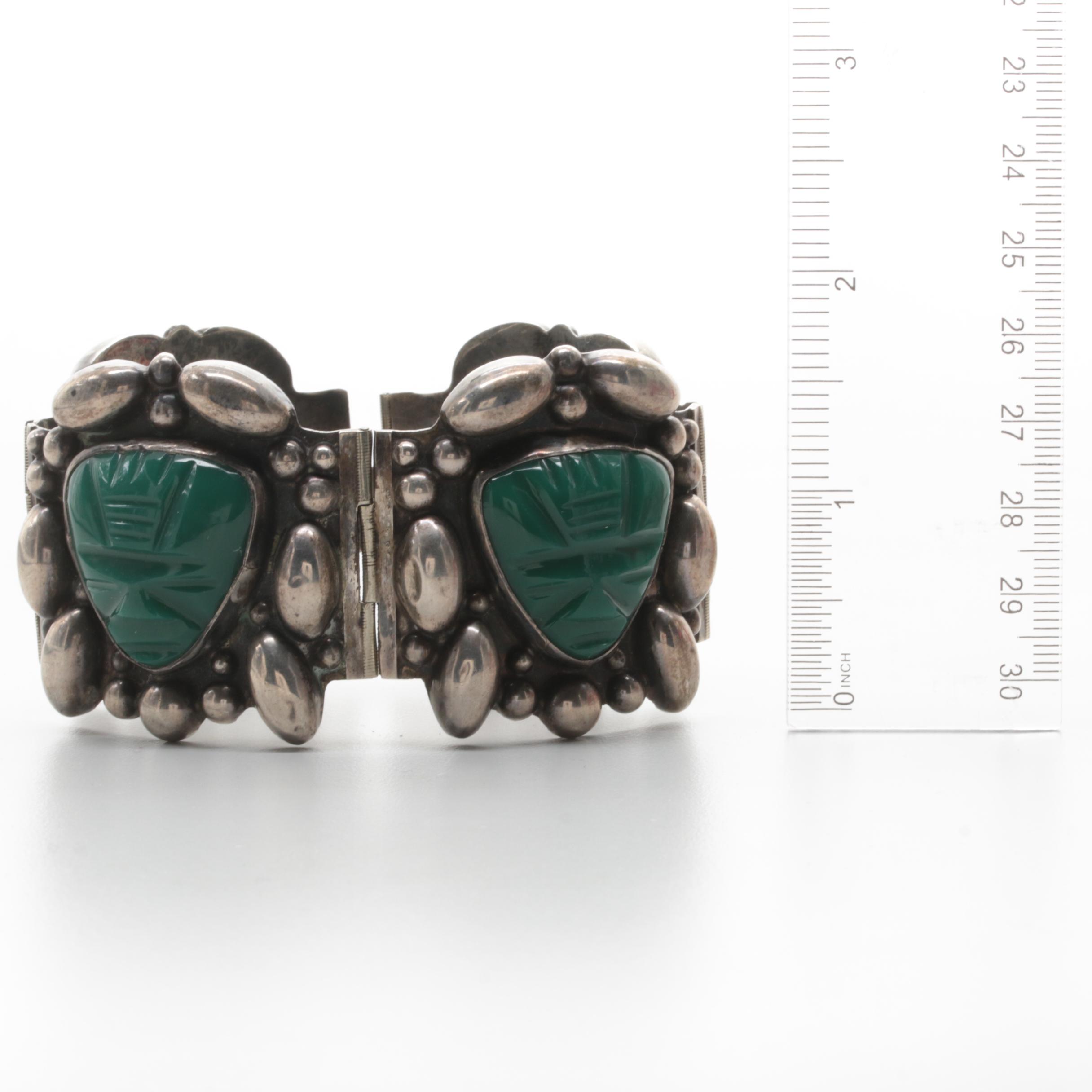 Assortment of Vintage Sterling Silver Abalone and Green Glass Jewelry