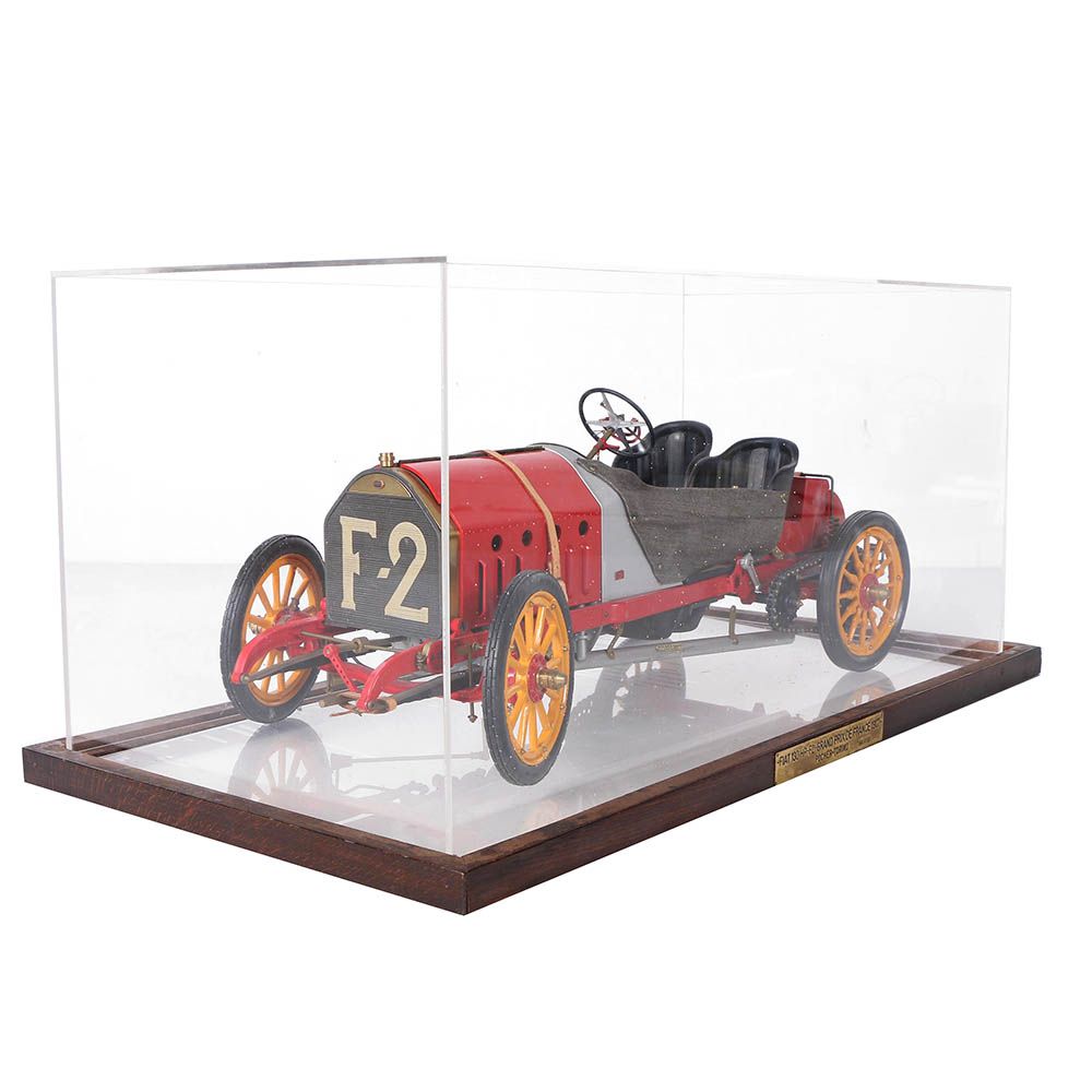 Pocher 1907 Fiat 130 HP F-2 Grand Prix De France Model Race Car in Display Case